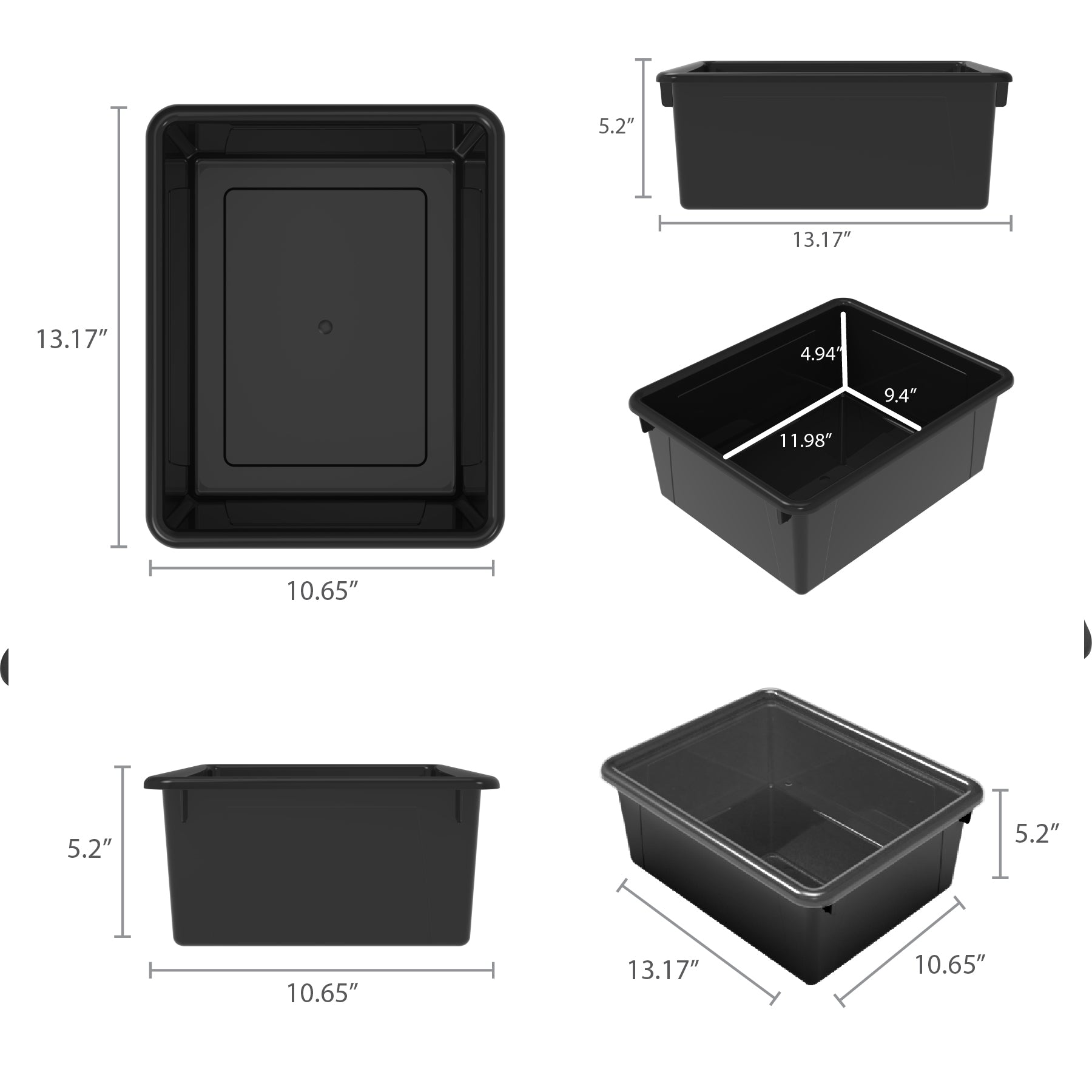 Deep Storage Tray, Black