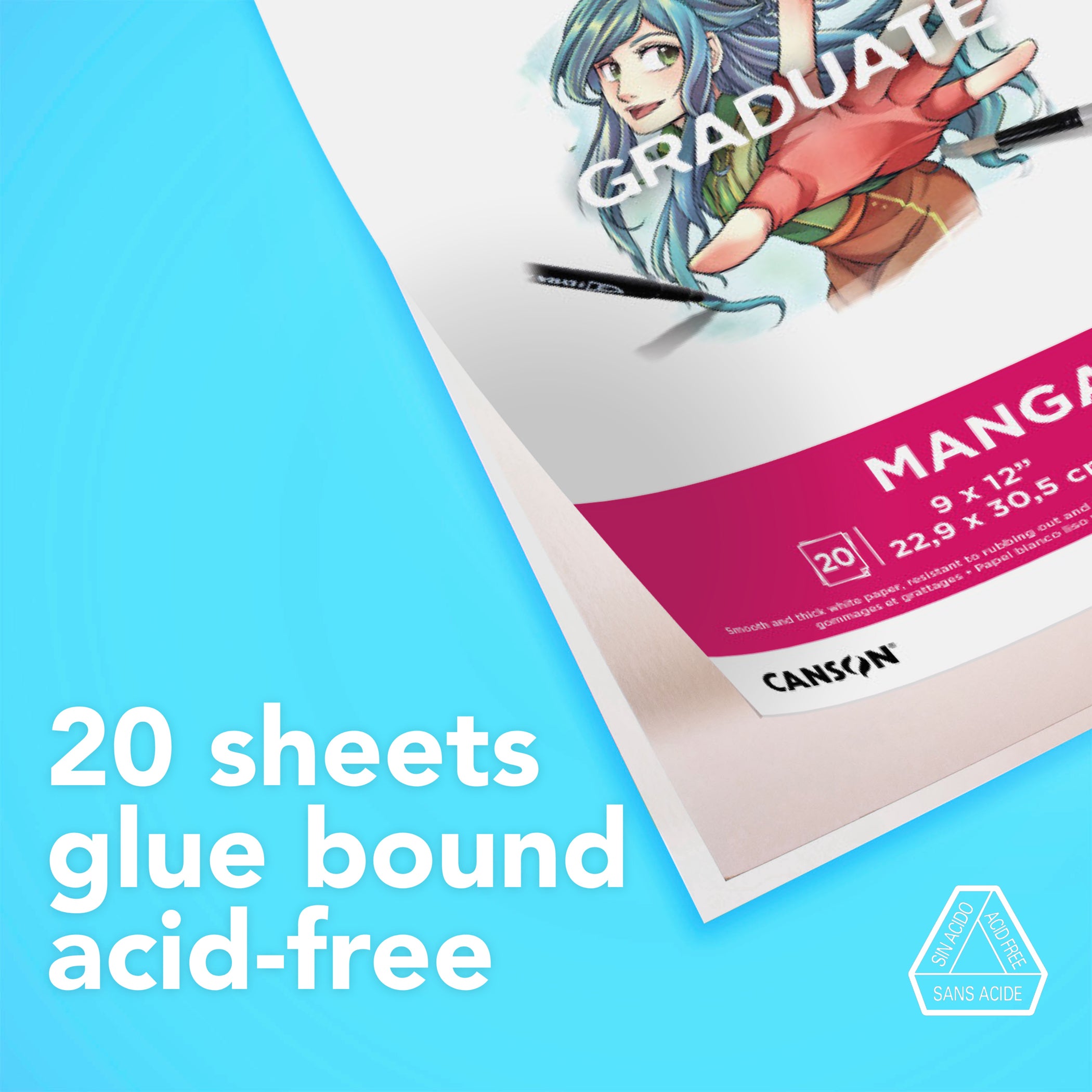Graduate Manga Pad, Foldover Binding, 20 Sheet, 11x14 inch, 1 Count