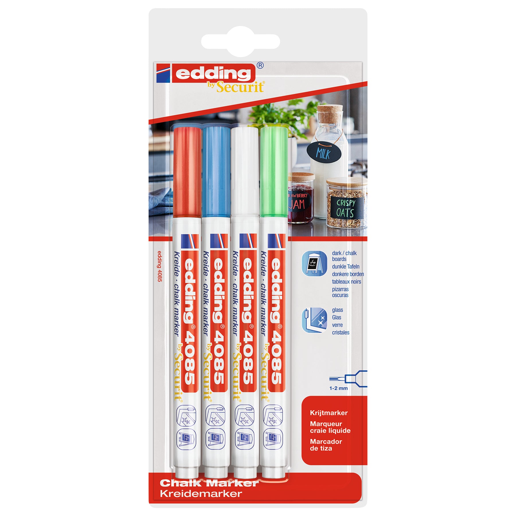edding 4085 Chalk Marker Blister 4pk - Basic
