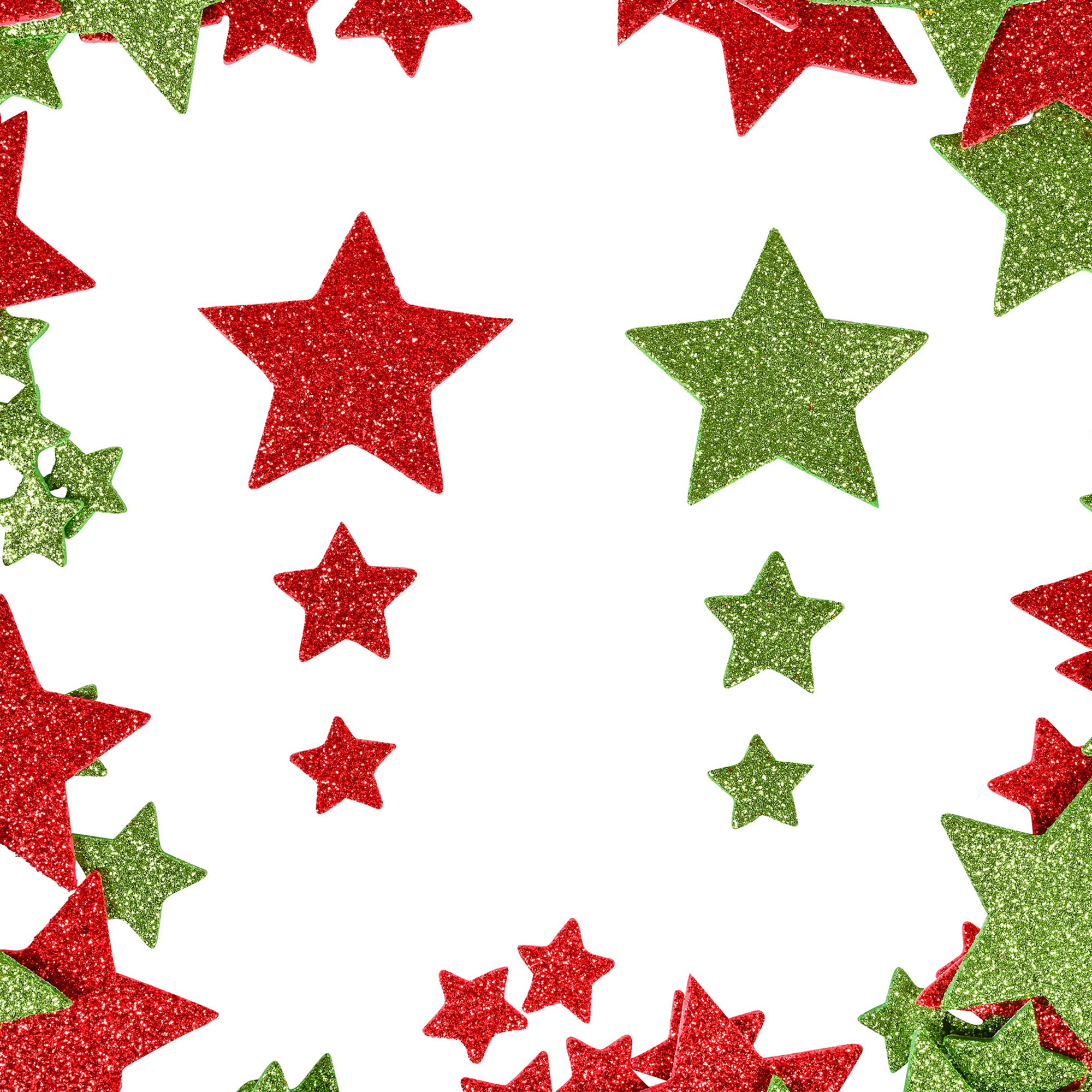 Glitter Foam Stickers, Stars, Red and Green