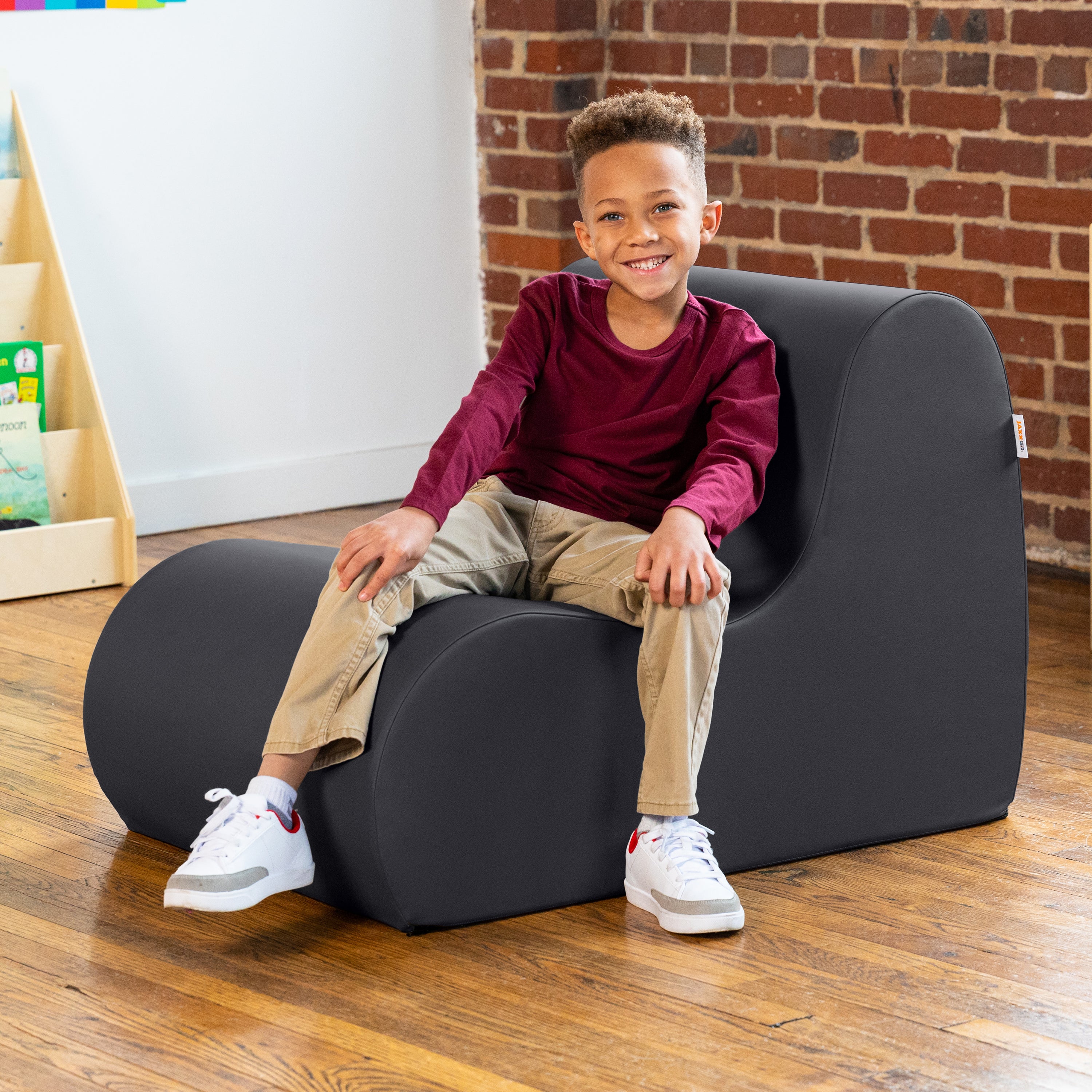 Jaxx Midtown Medium Classroom Soft Foam Chair - Premium Vinyl Cover - Black