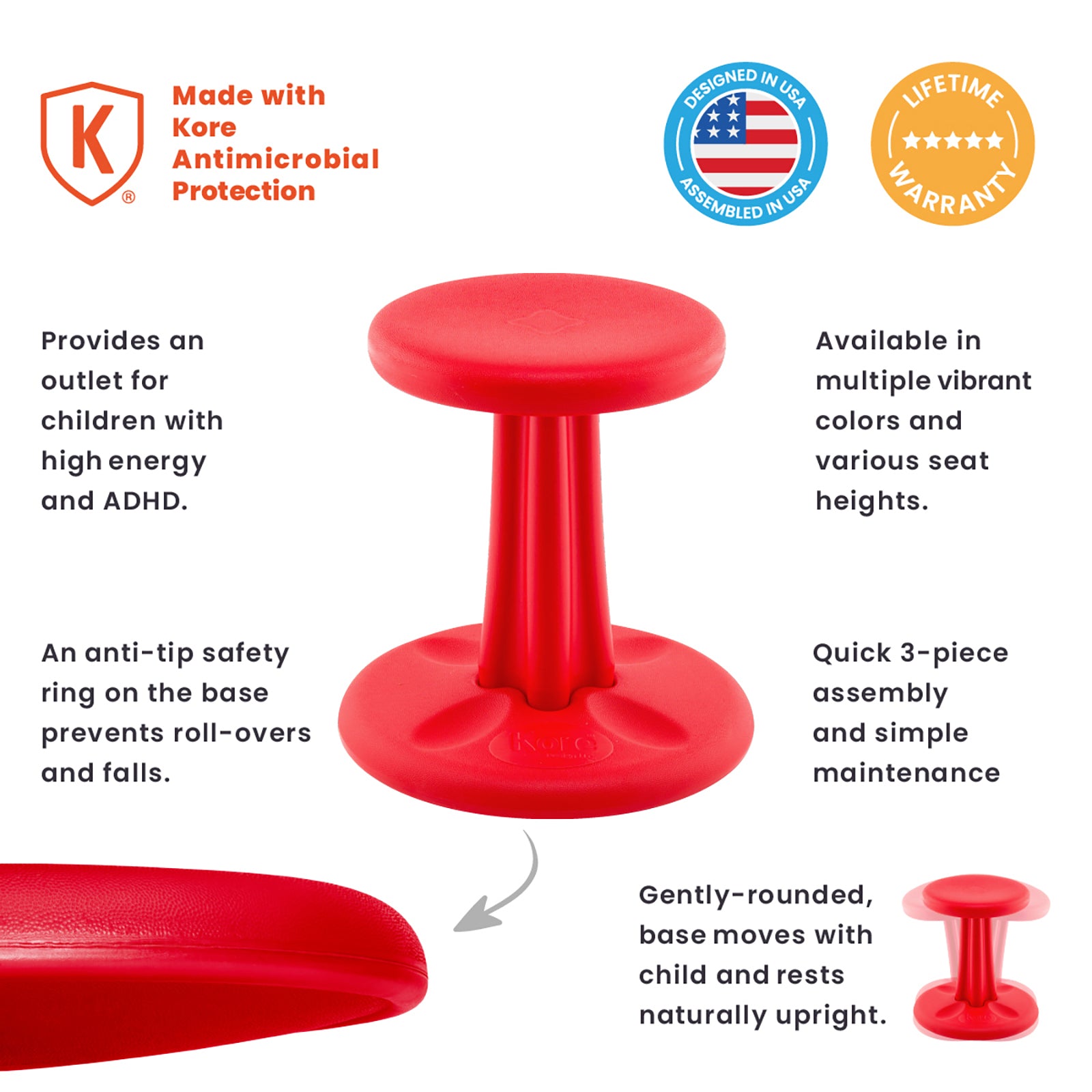 Pre-School Wobble Chair 12", Red