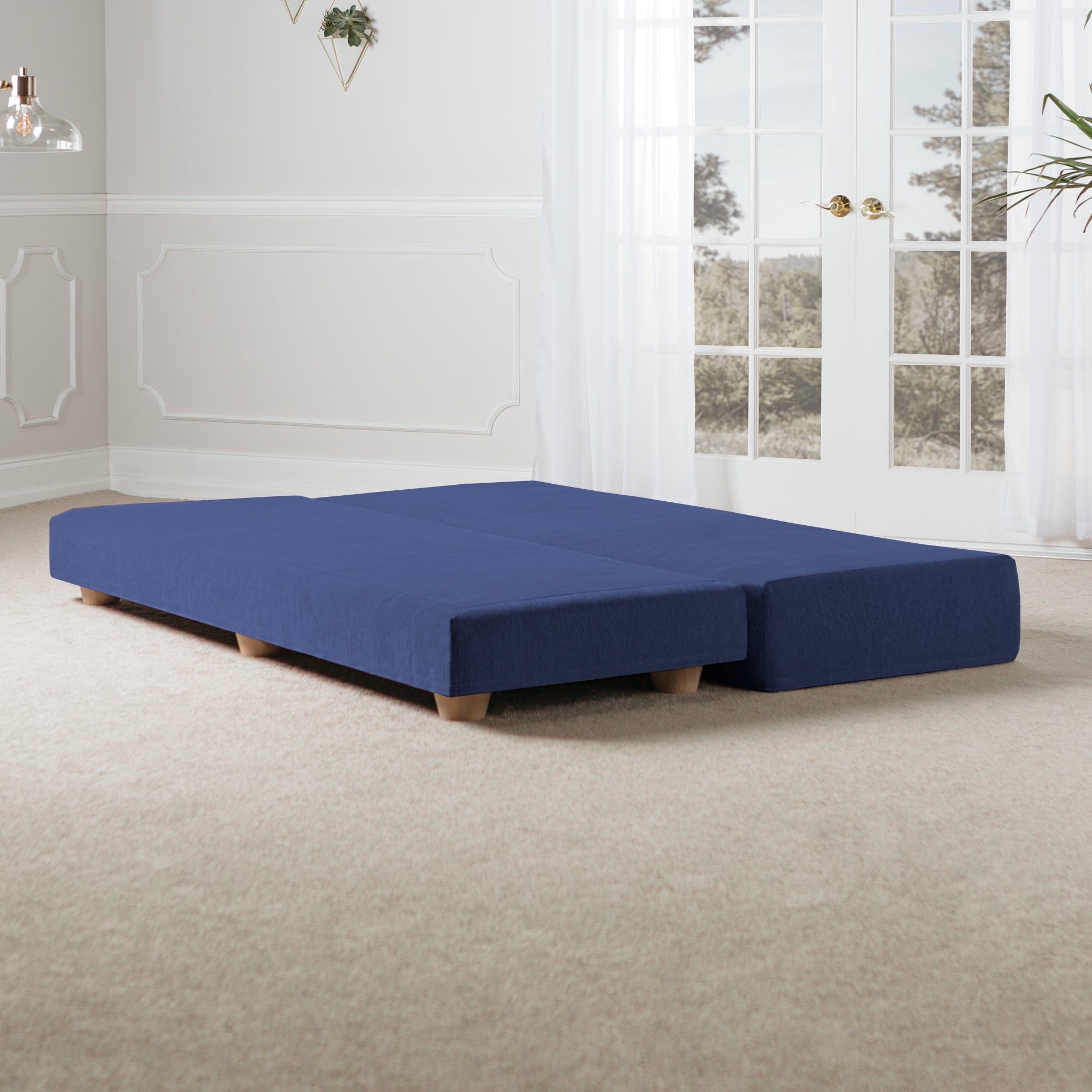 Jaxx Alon Daybed/Fold-Out Sleeper, Queen-Size Mattress - Premium Chenille, Navy