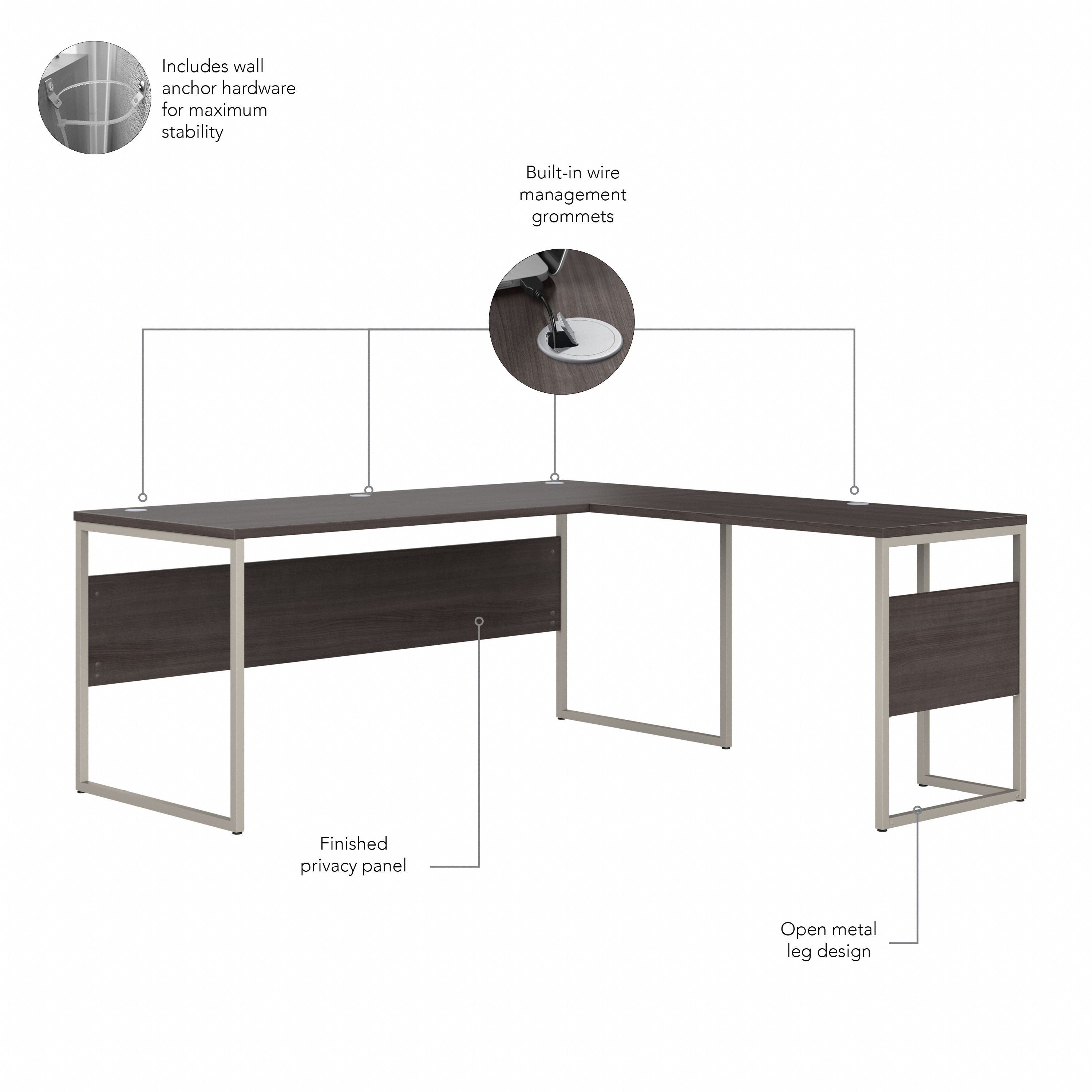 Bush Business Furniture Hybrid 72W x 30D L Shaped Table Desk with Mobile File Cabinet in Storm Gray - 71.02" Width x 71.34" Depth x 29.91" Height