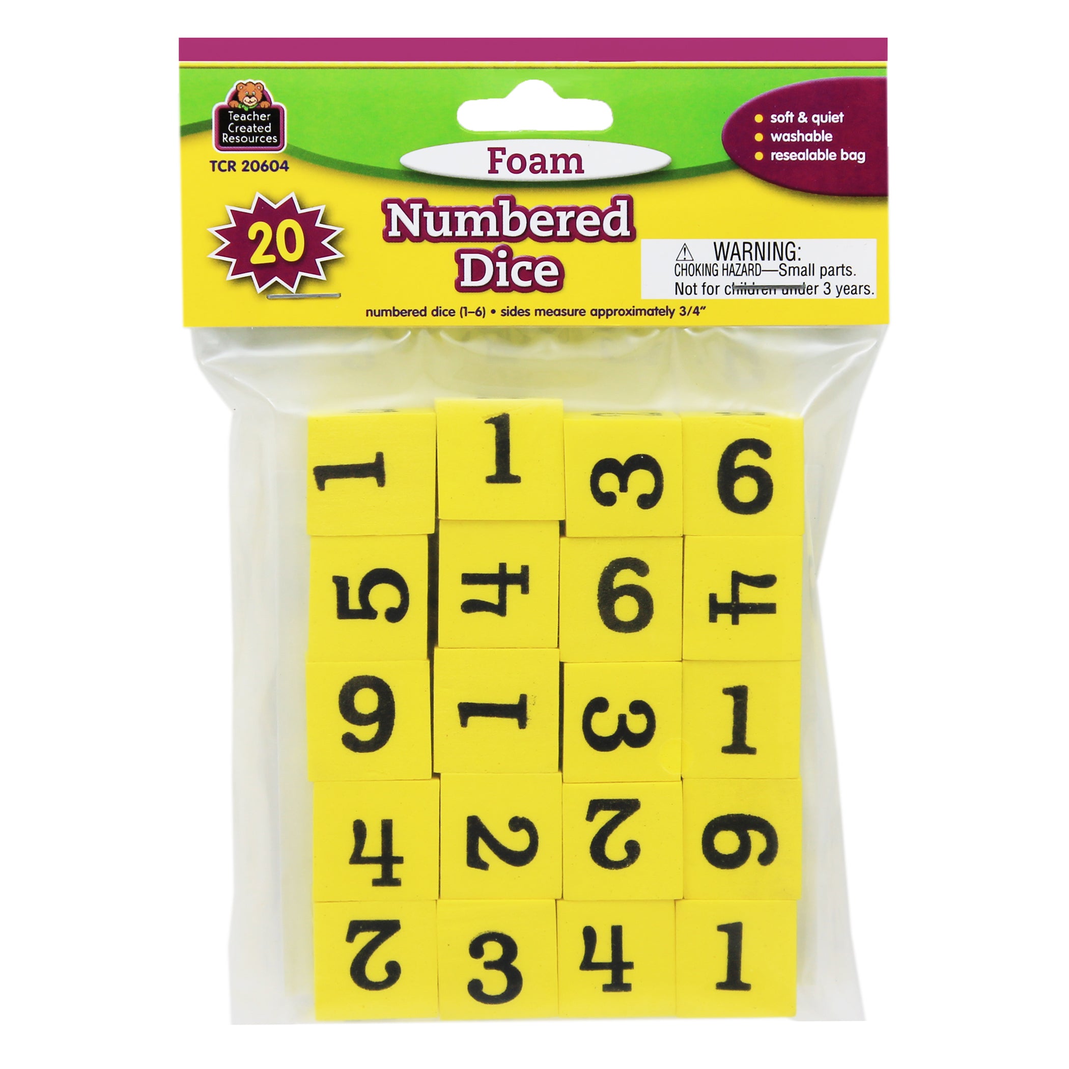 Foam Numbered Dice (1–6)