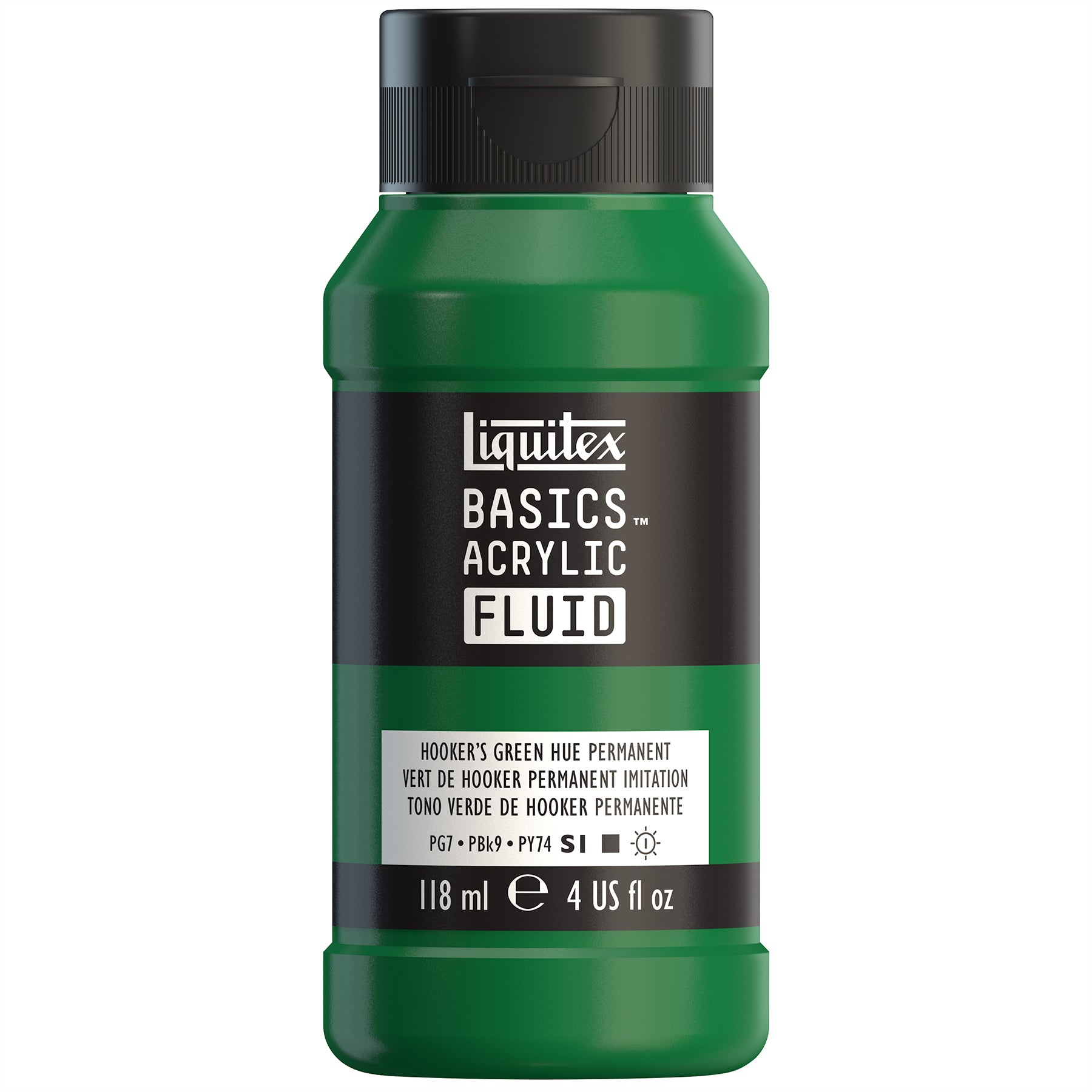 LQ BASICS Acrylic Fluid 118ml Bottle -  Hookers Green Permanent Hue