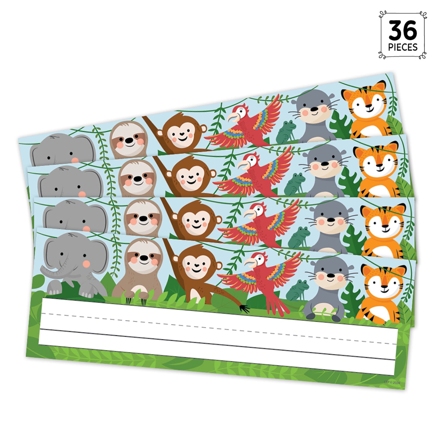 Jungle Friends Name Plates, Pack of 36