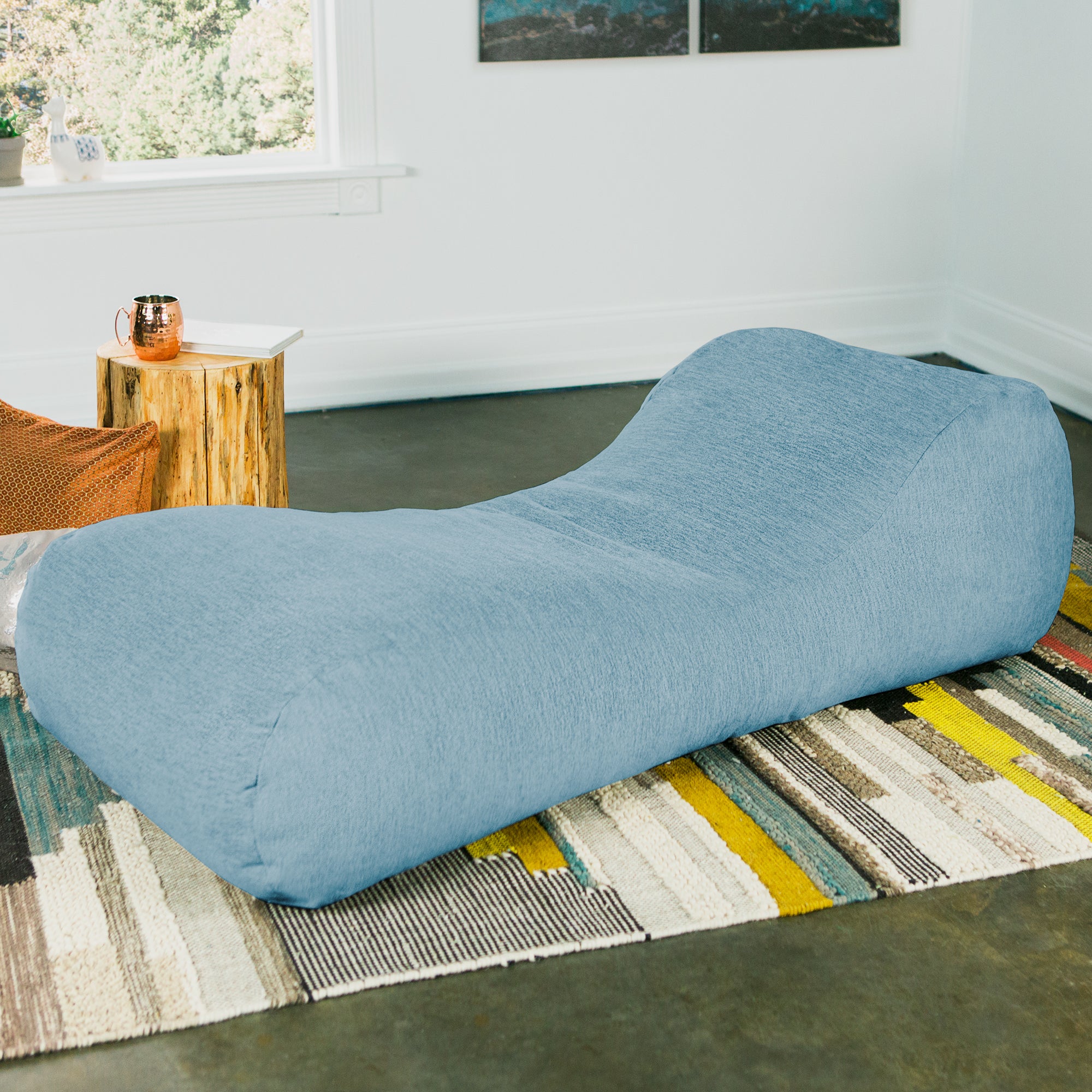 Jaxx Arlo Chaise Lounger Foam Bean Bag Chair - Premium Chenille, Turquoise