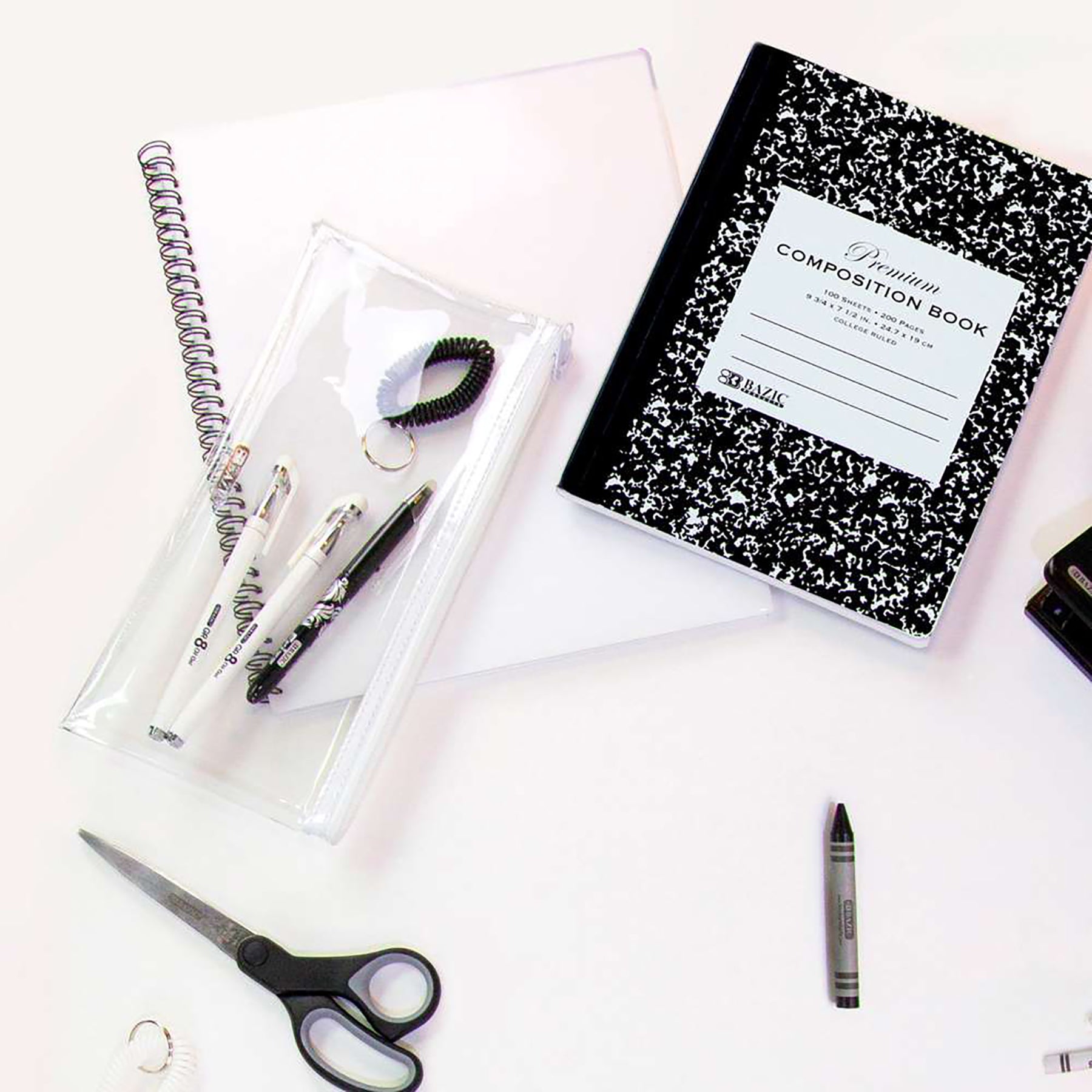 Premium Composition Book, Wide Ruled, Black Marble, 100 Sheets