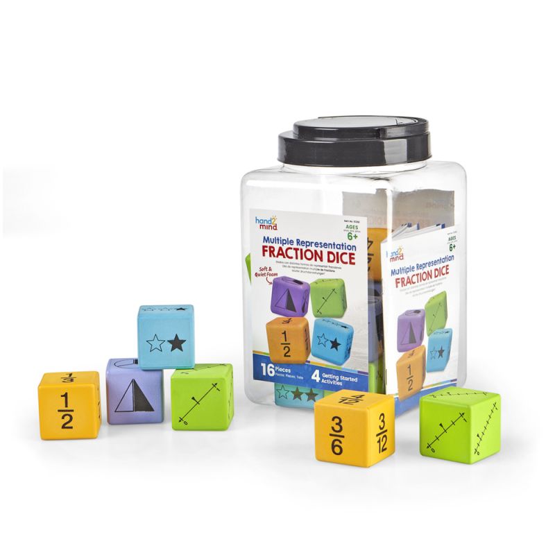 Dice, Fraction, Foam 4 Clrs, S/16