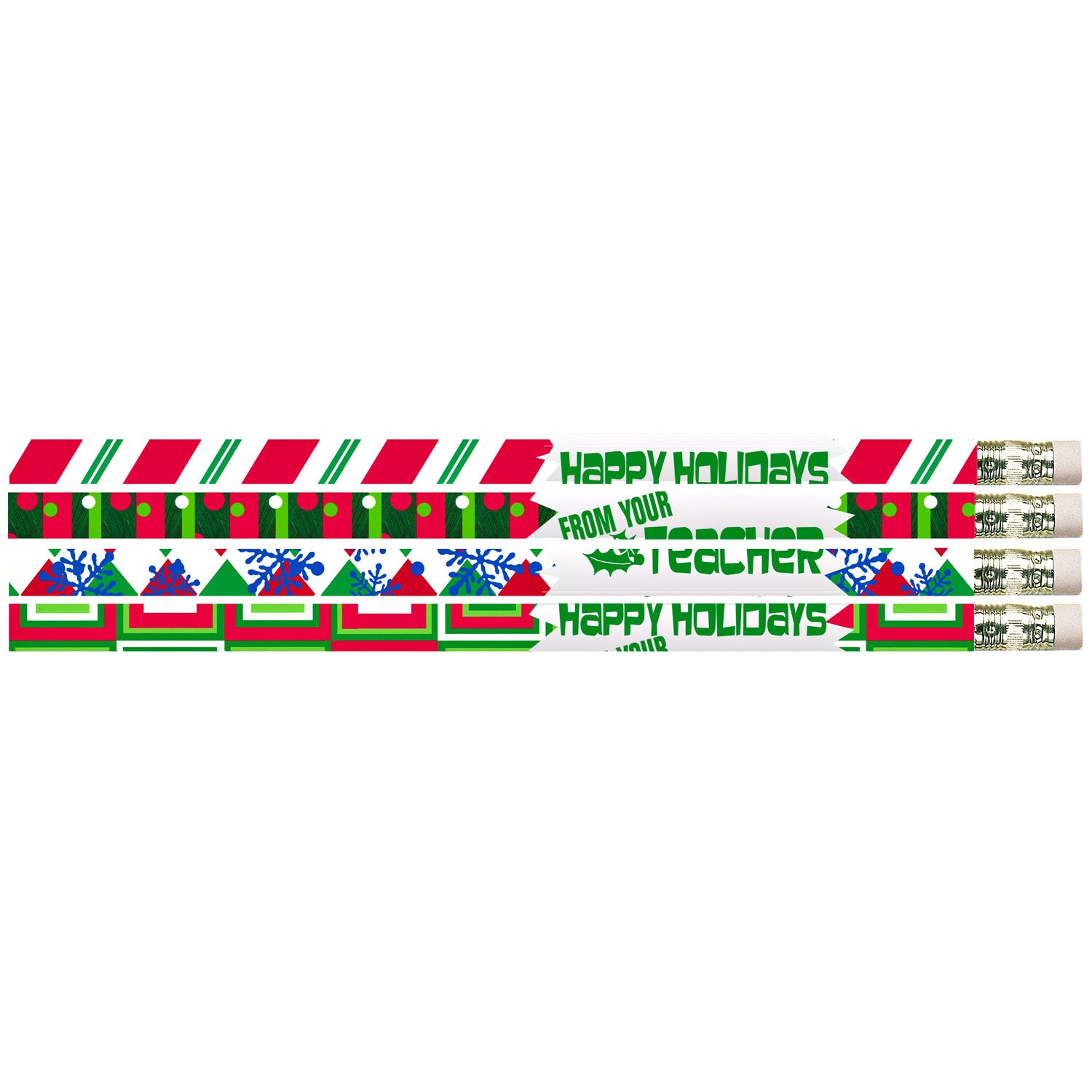 Happy Holidays From Your Teacher Motivational Pencils, Pack of 12