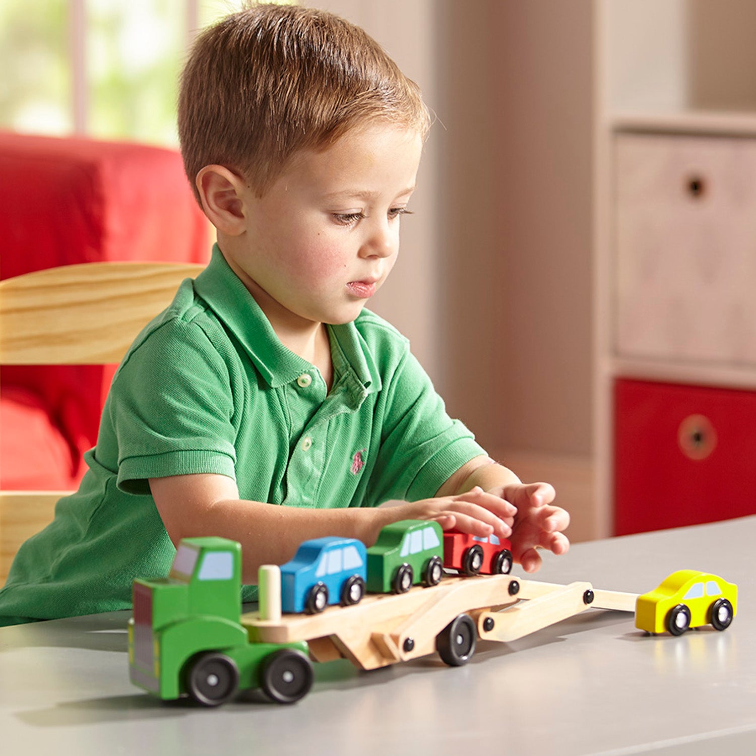 Car Carrier Truck & Cars Wooden Toy Set