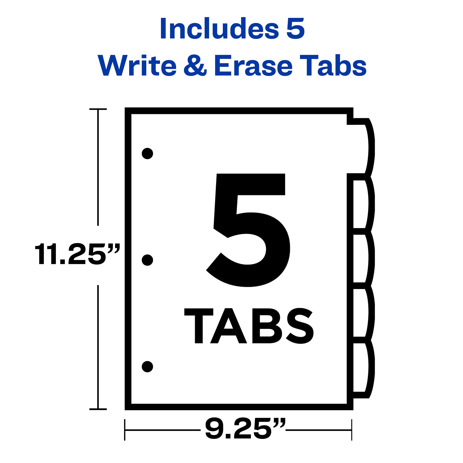 Write & Erase Durable Plastic Dividers with Pockets, 5-Tab Set, Multicolor