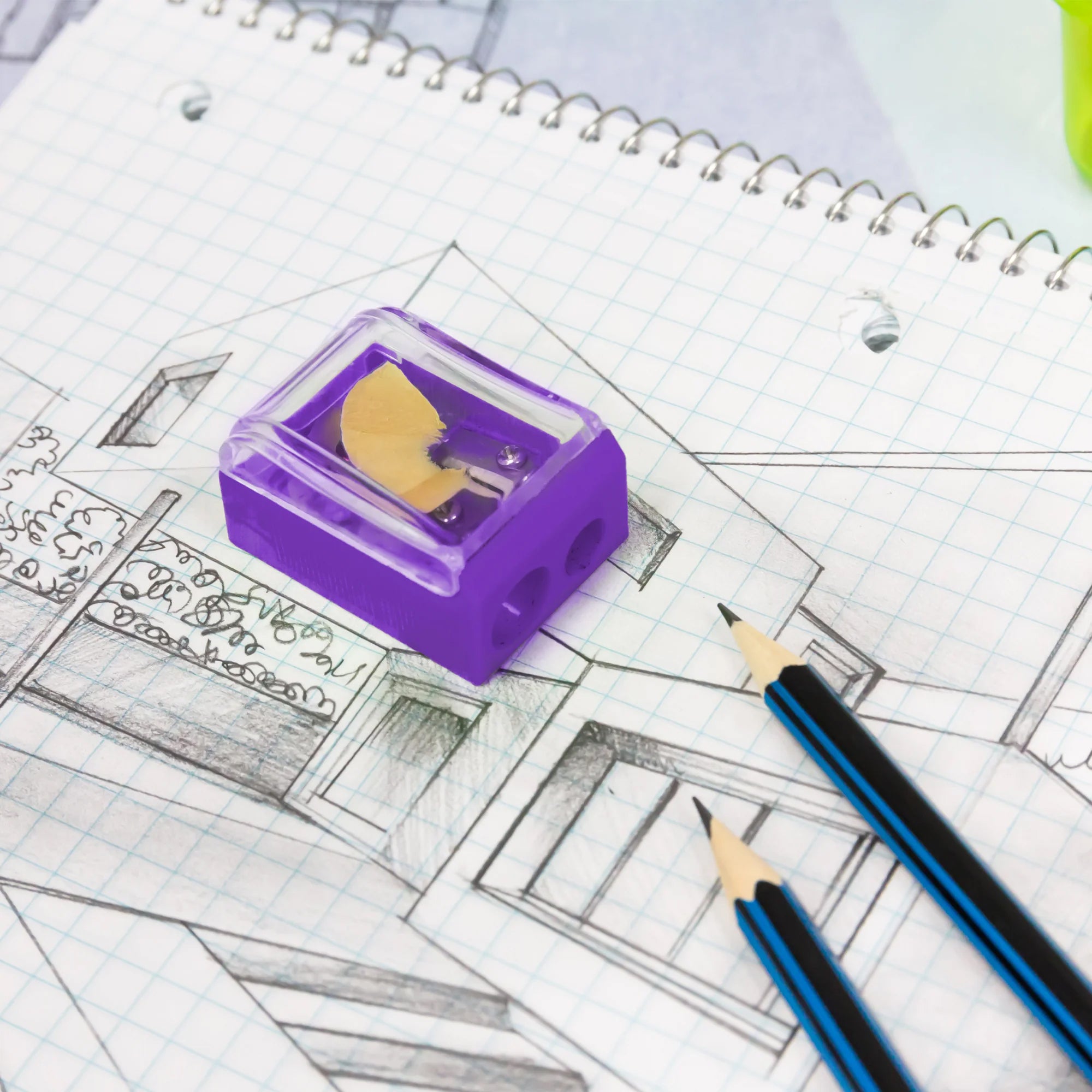 Dual Blade Square Sharpener with Receptacle & Round Receptacle Sharpener, Assorted Colors