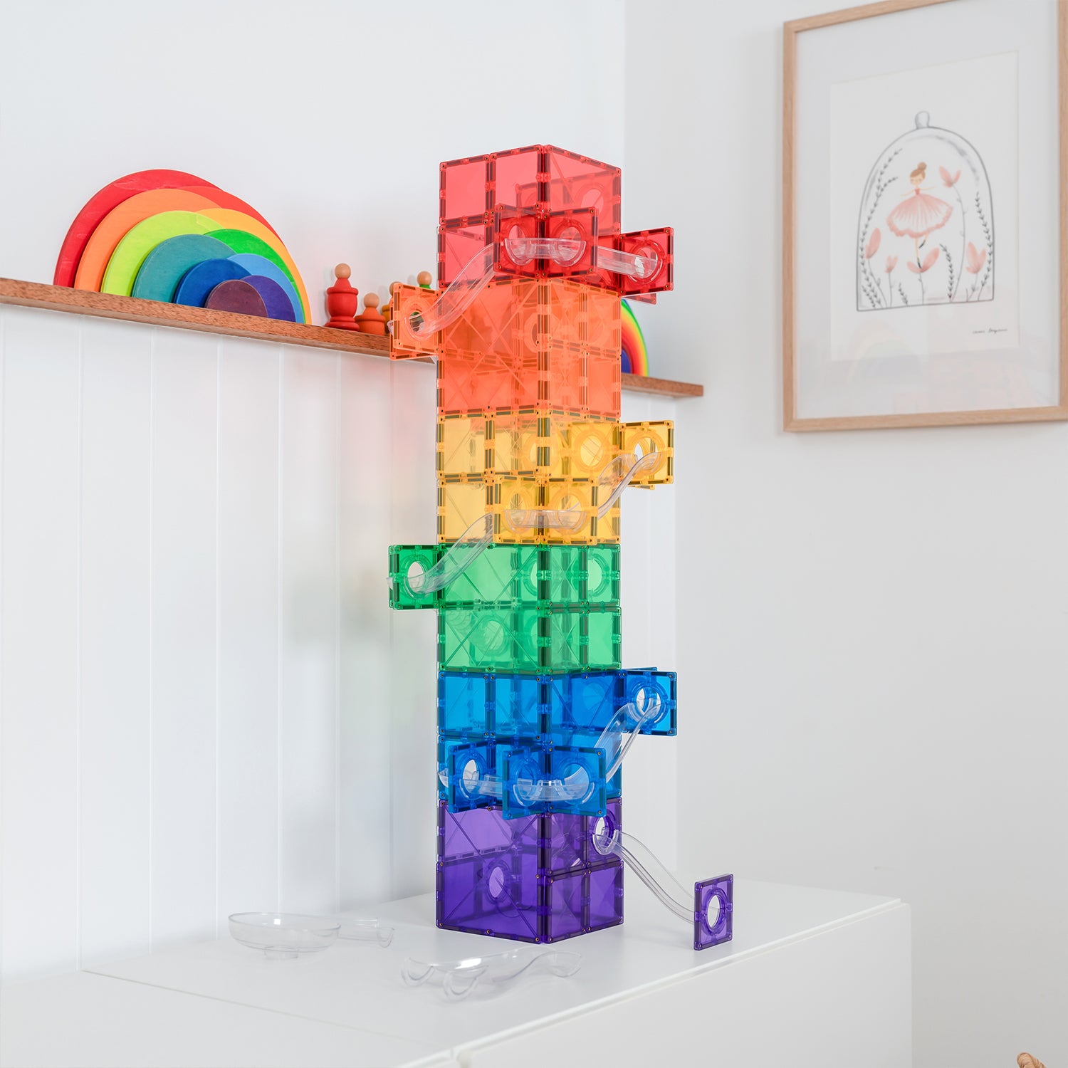 Magnetic Tiles Super Ball Run Pack, 134 Pieces