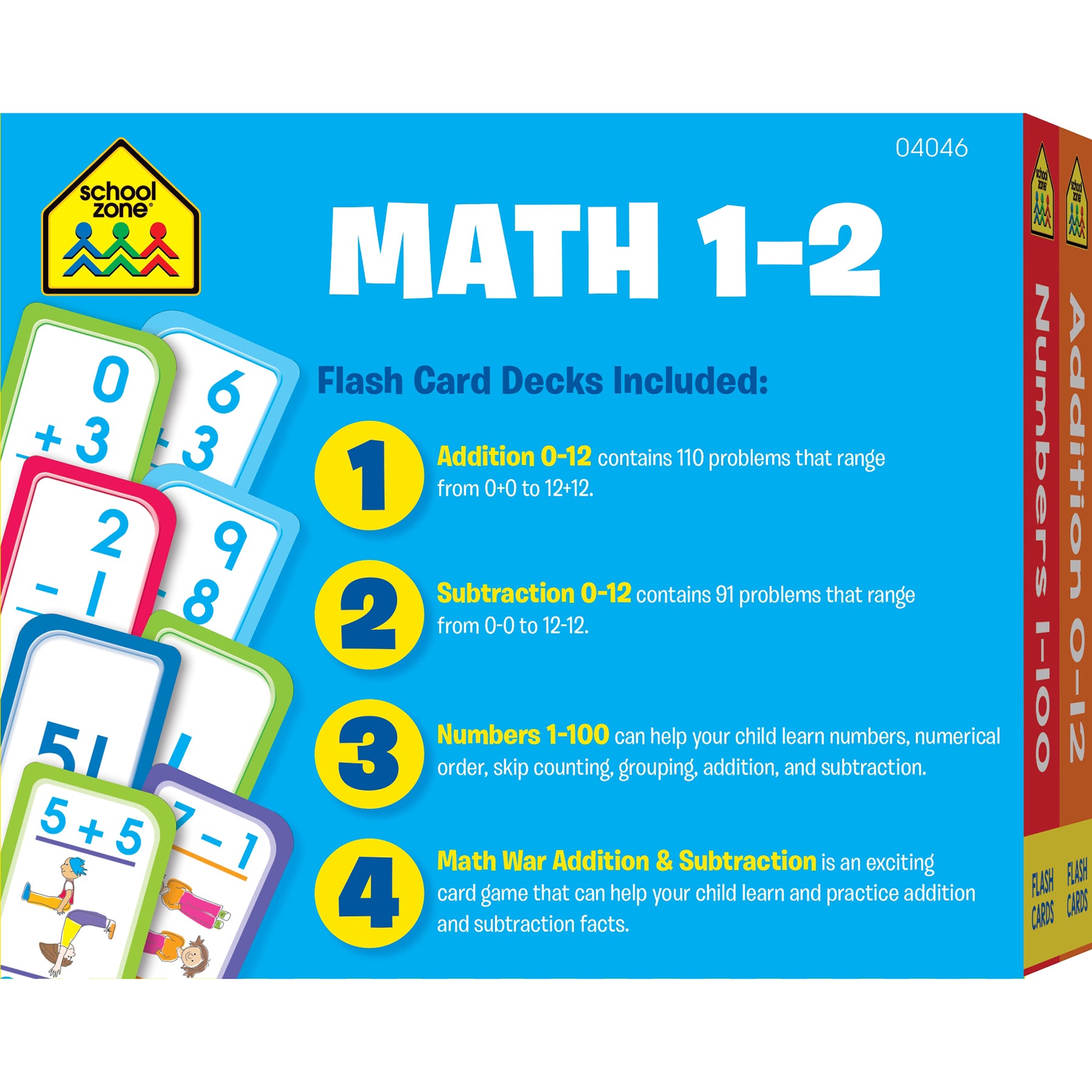 Math 1-2 Flash Card, 4-Pack