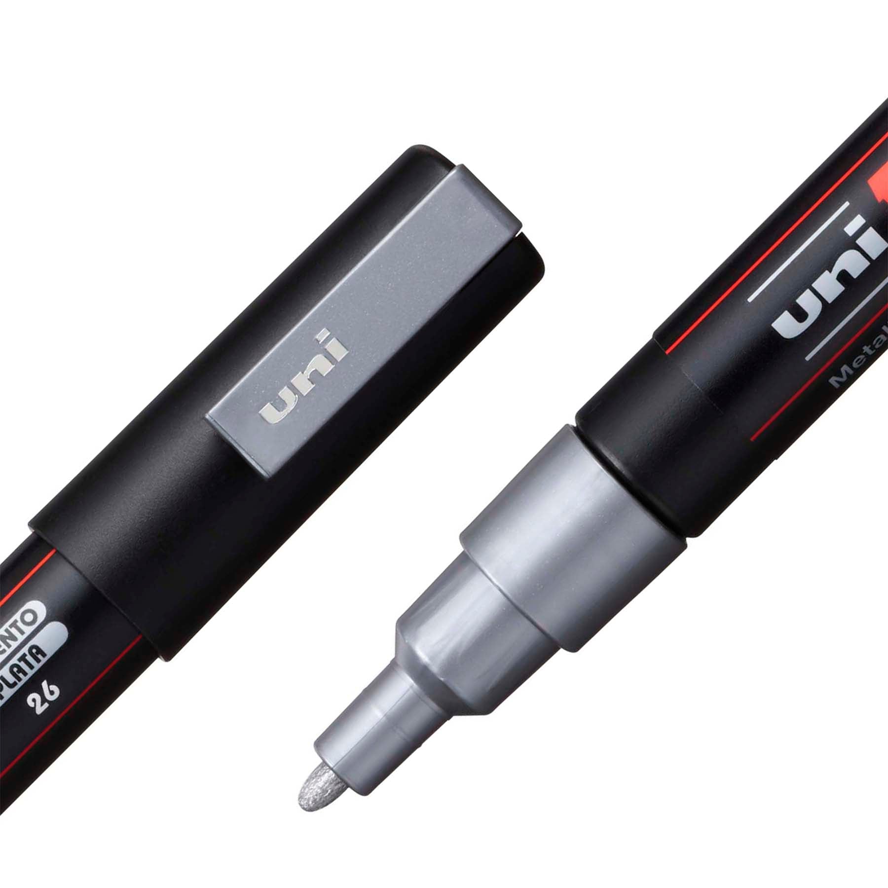 uni® POSCA PC-3M Water-Based Paint Markers, Reversible Fine Tip (0.9-1.3mm), Silver