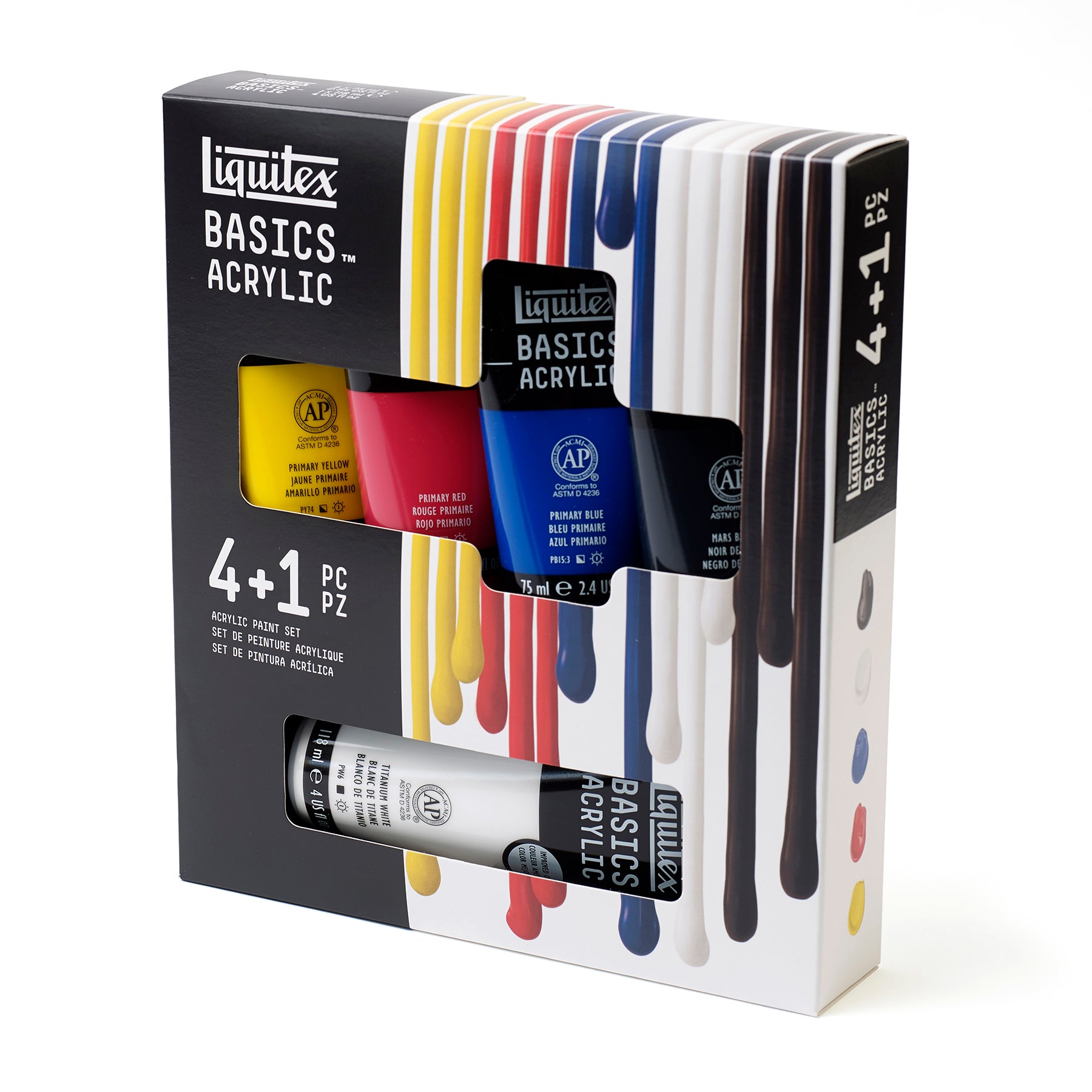LQ BASICS Acrylic Color 4 x 75ml / 1 x 118ml Essentials Set