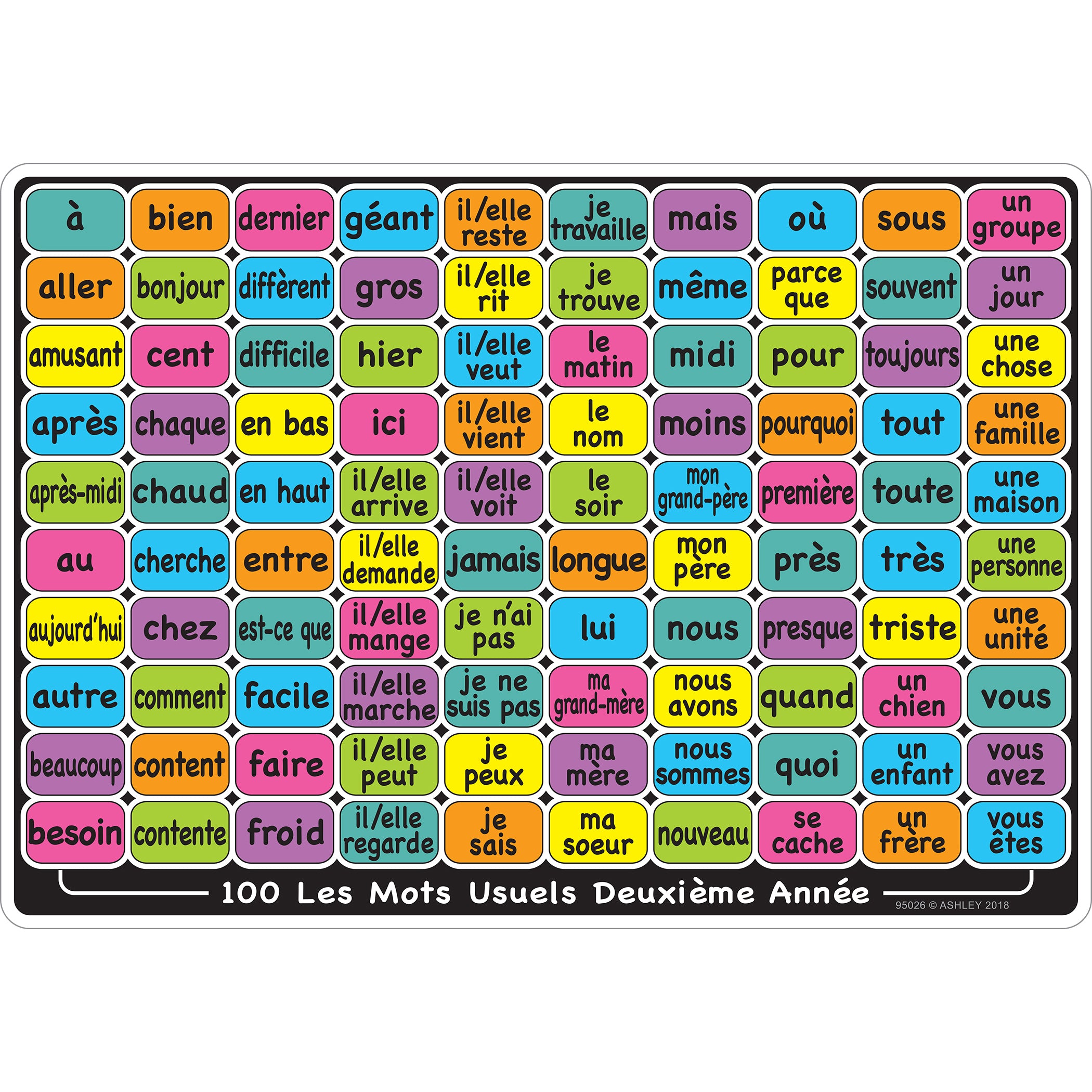 Smart Poly™ Learning Mat, 12" x 17", Double-Sided, French Sight Words 1st & 2nd Year
