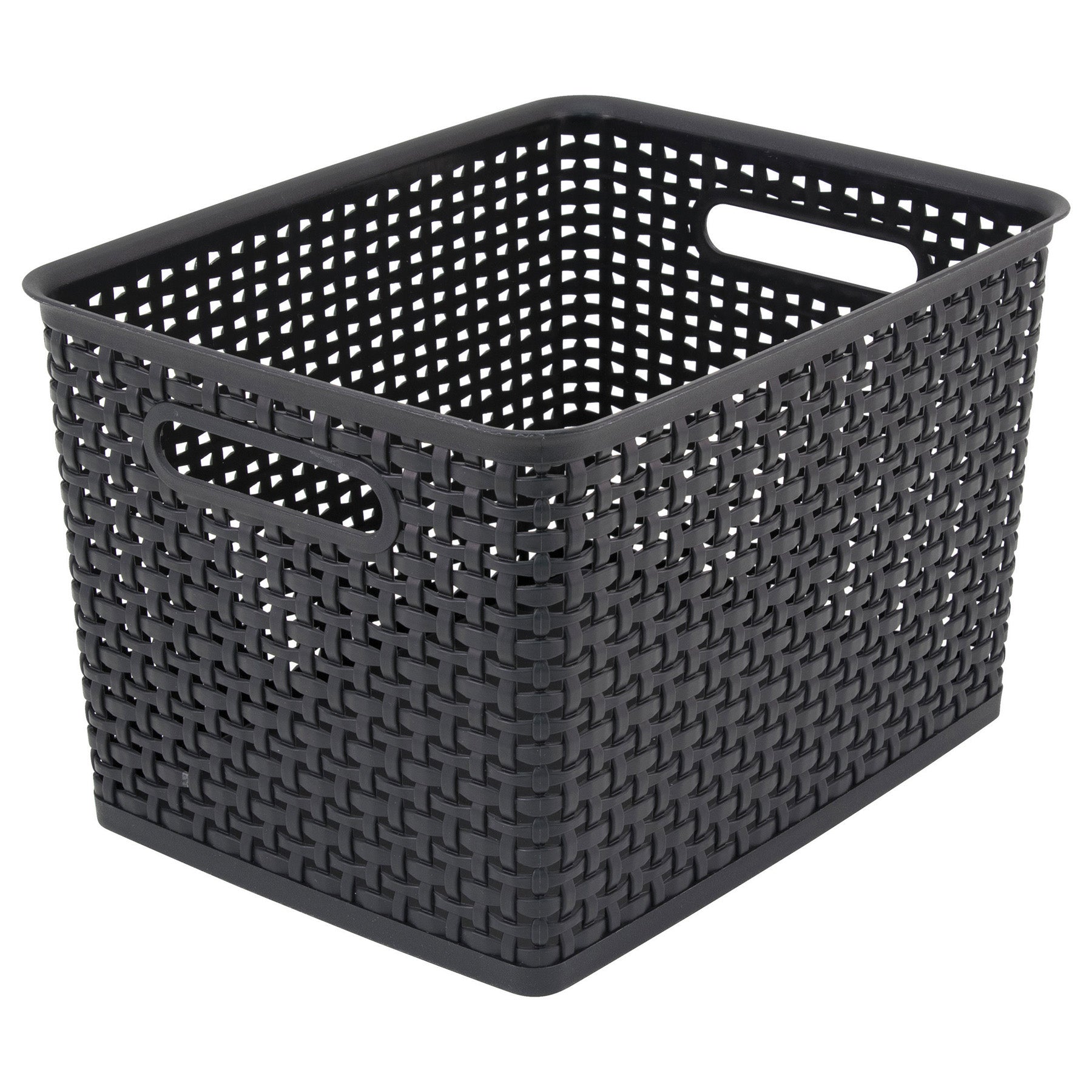 Black Plastic Weave Bins, Large, Pack of 2
