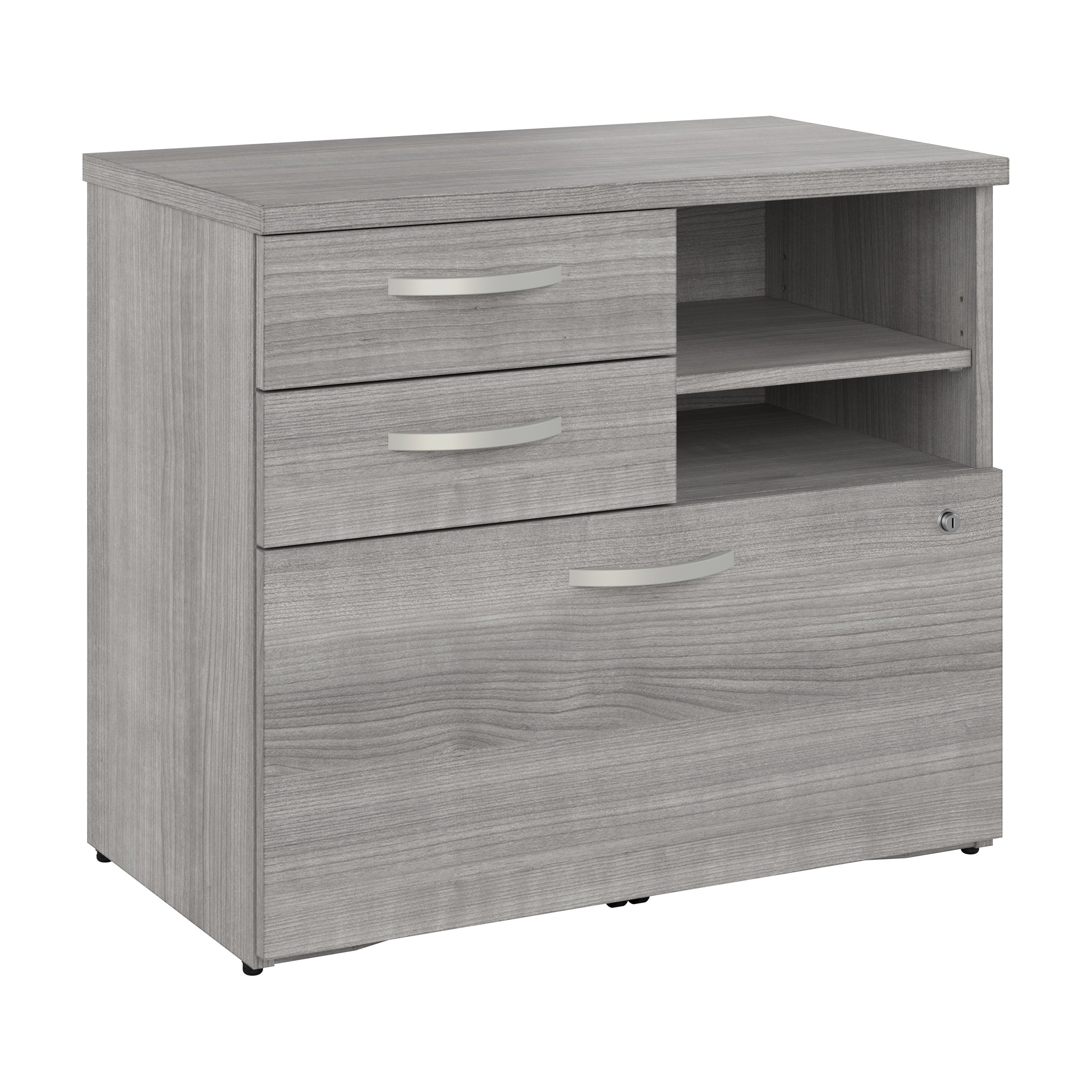 Bush Business Furniture Studio C Office Storage Cabinet with Drawers and Shelves in Platinum Gray - 29.72" Width x 16.93" Depth x 25.98" Height