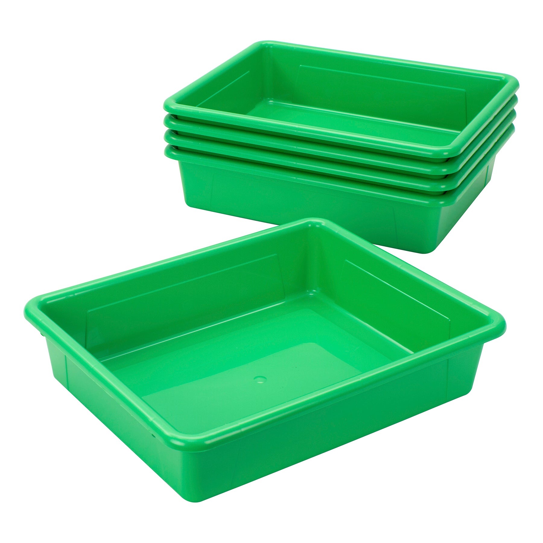 Flat Storage Tray, Green, Pack of 5