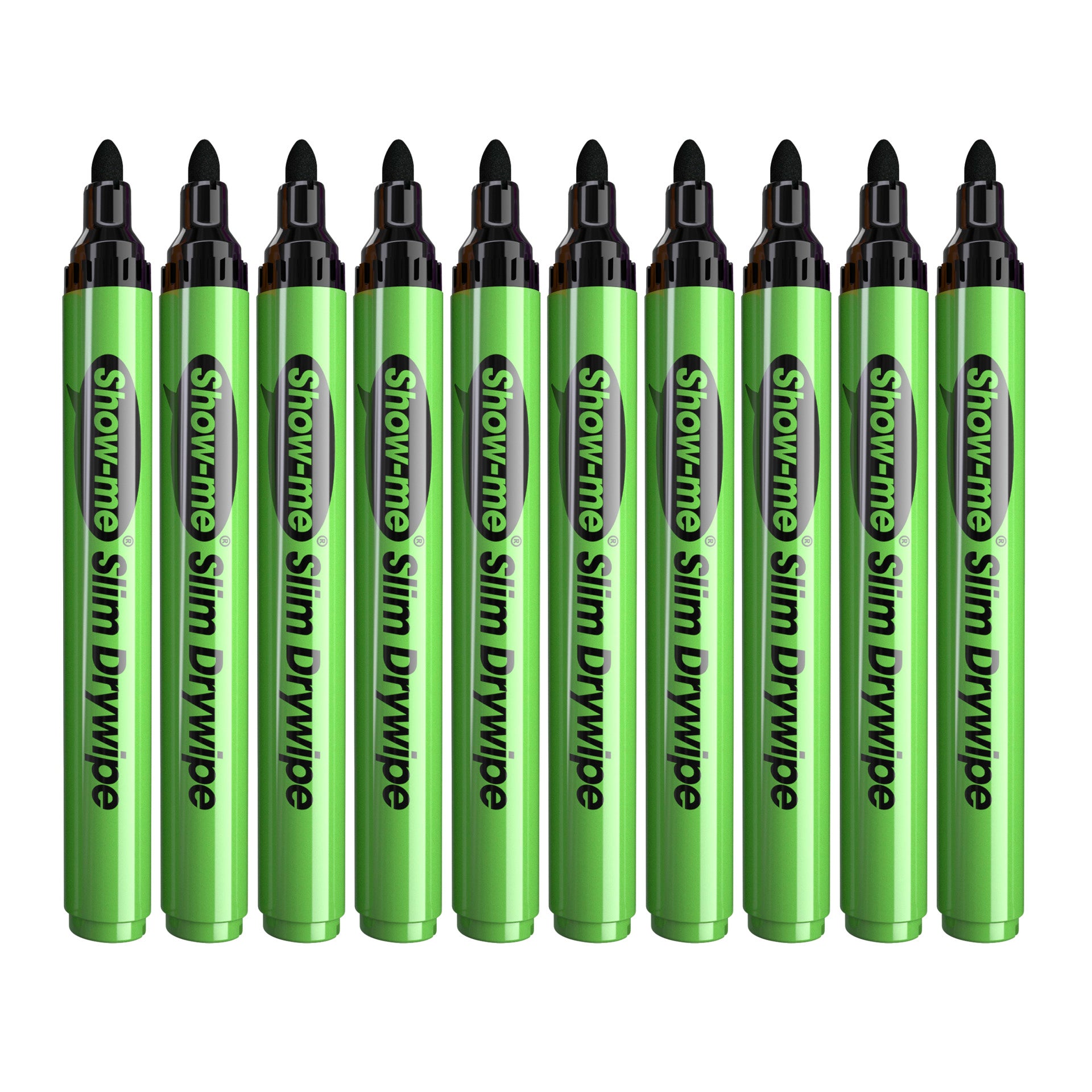 Medium Tip Slim Barrel Dry Erase Markers, Black, Box of 10