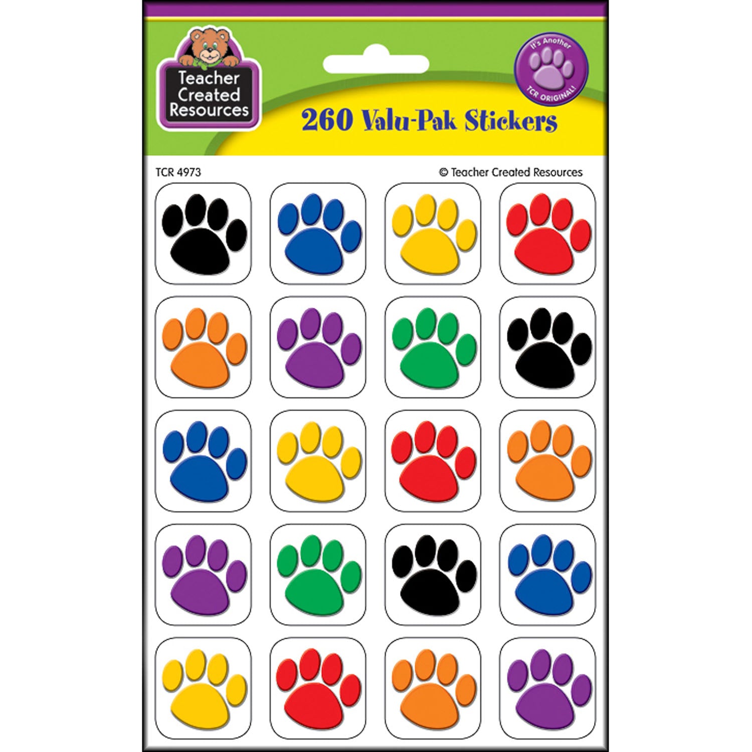 Colorful Paw Prints Stickers Valu-Pak