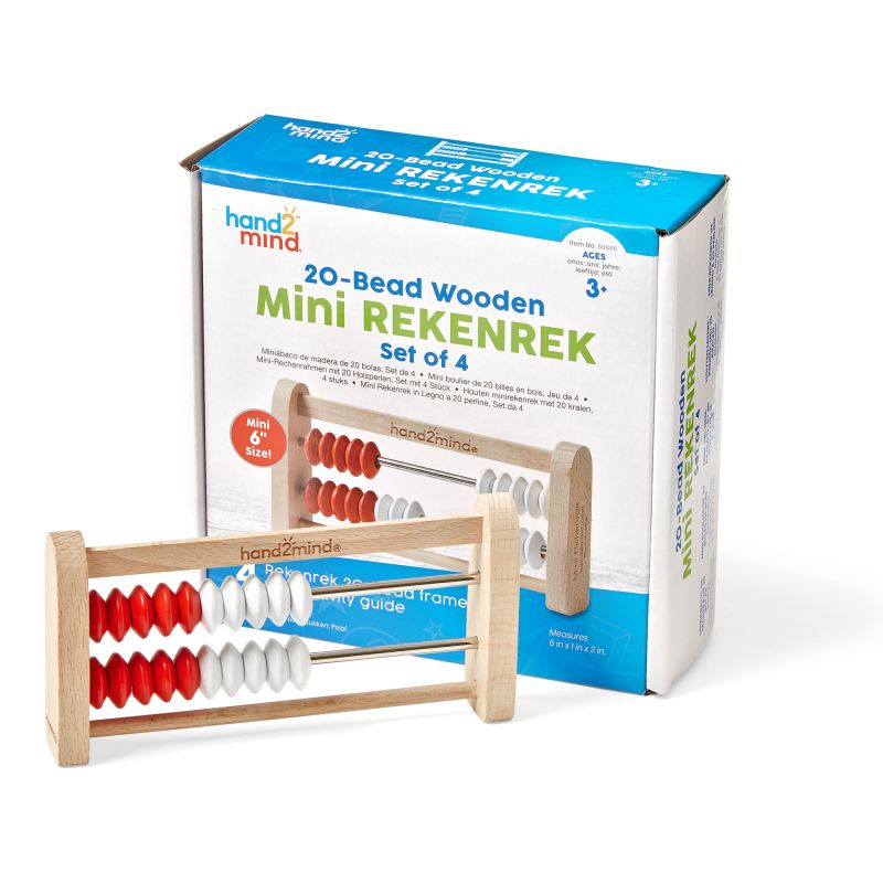 Rekenreks, Mini, 20-Bead, Wood, Set/4