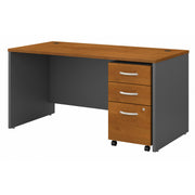 Bush Business Furniture Series C 60W x 30D Office Desk with 3 Drawer Mobile File Cabinet in Natural Cherry - 59.45" Width x 29.37" Depth x 29.84" Height