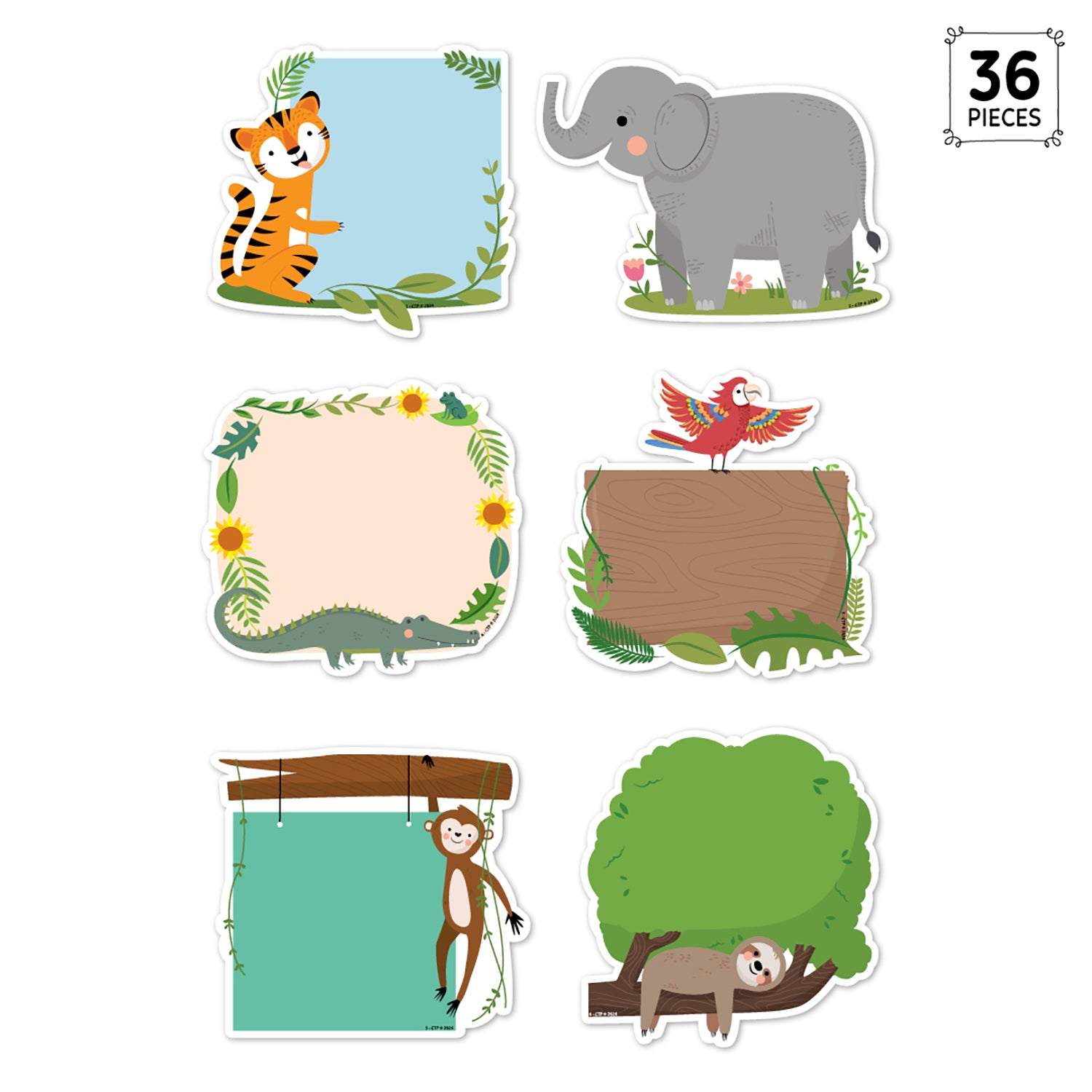 Jungle Friends 6" Designer Cut-Outs, Pack of 36