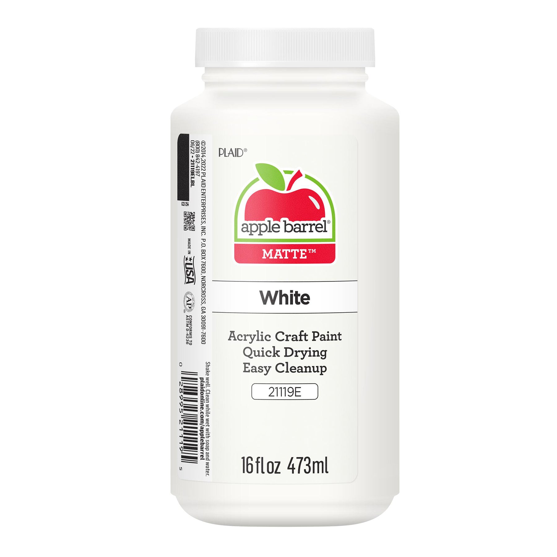 Acrylic Paint Matte, 16oz., White & Black, 2-Piece Set