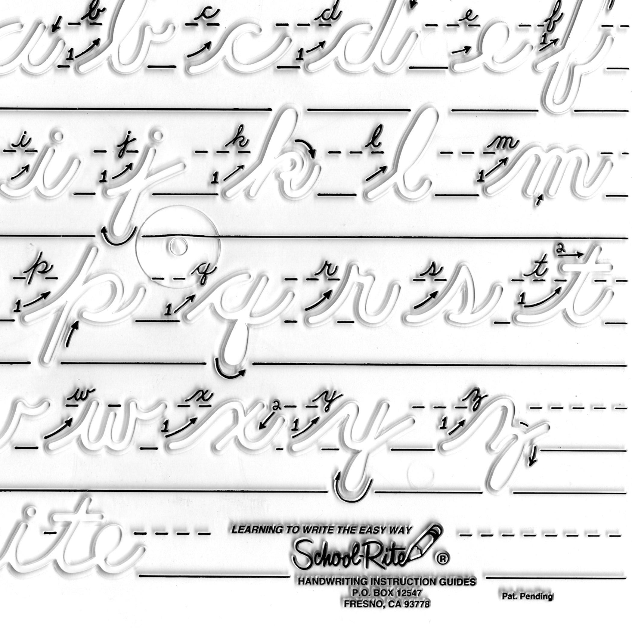 Handwriting Instruction Guide Template, Lowercase Cursive