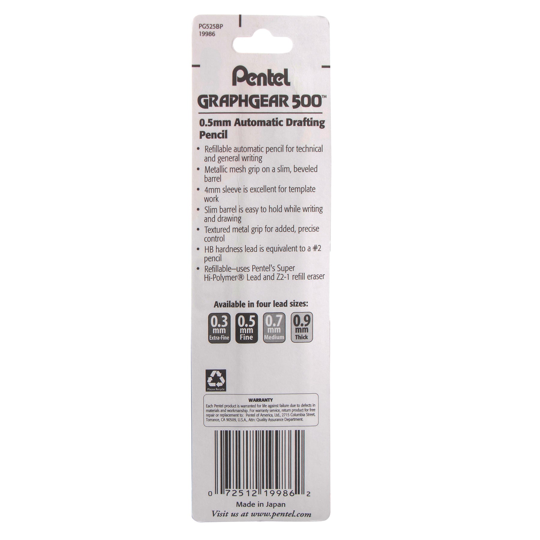 GraphGear 500 Automatic Drafting Pencil (0.5mm), Black Barrel, 1 Count