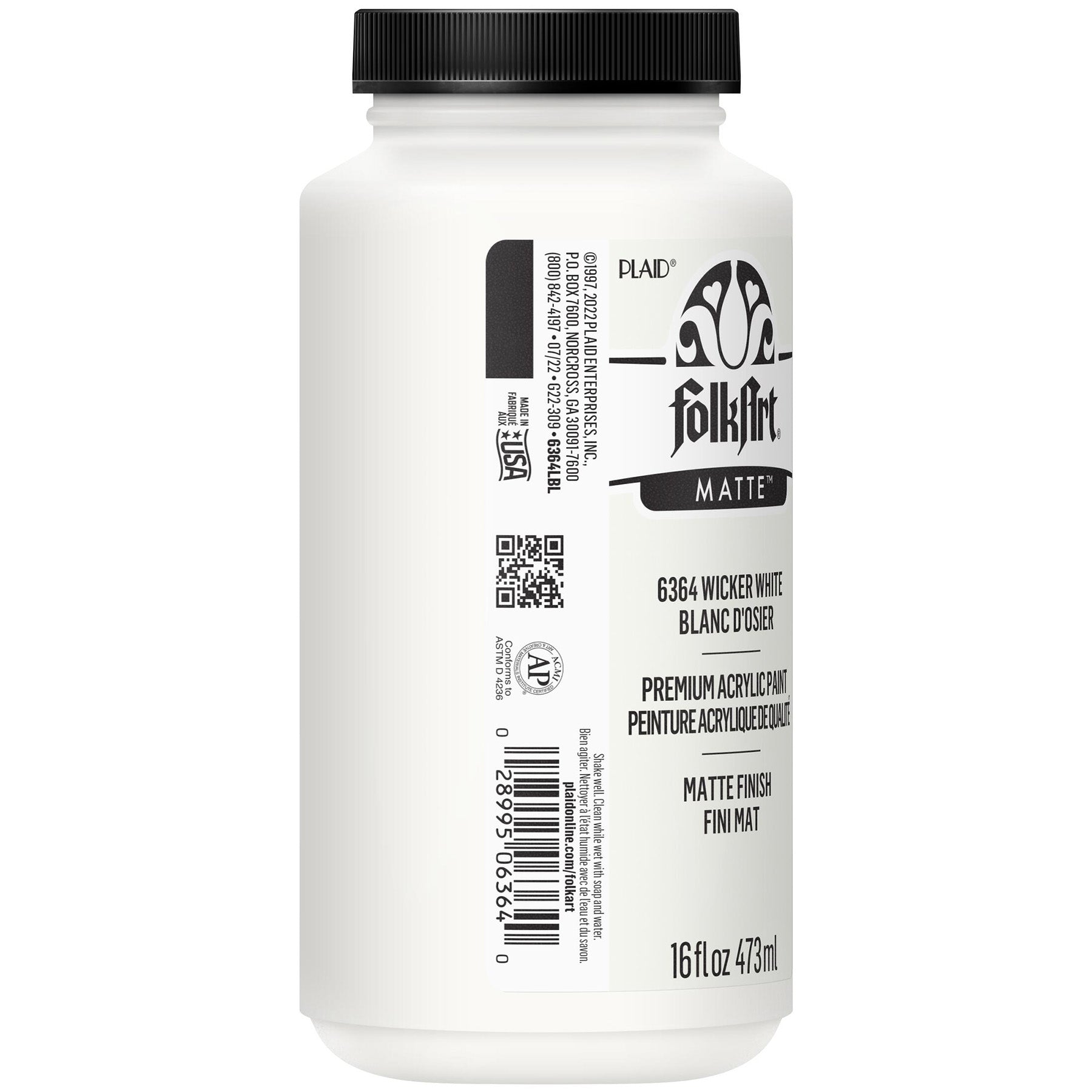 Acrylic Paint Matte, 16oz., Wicker White
