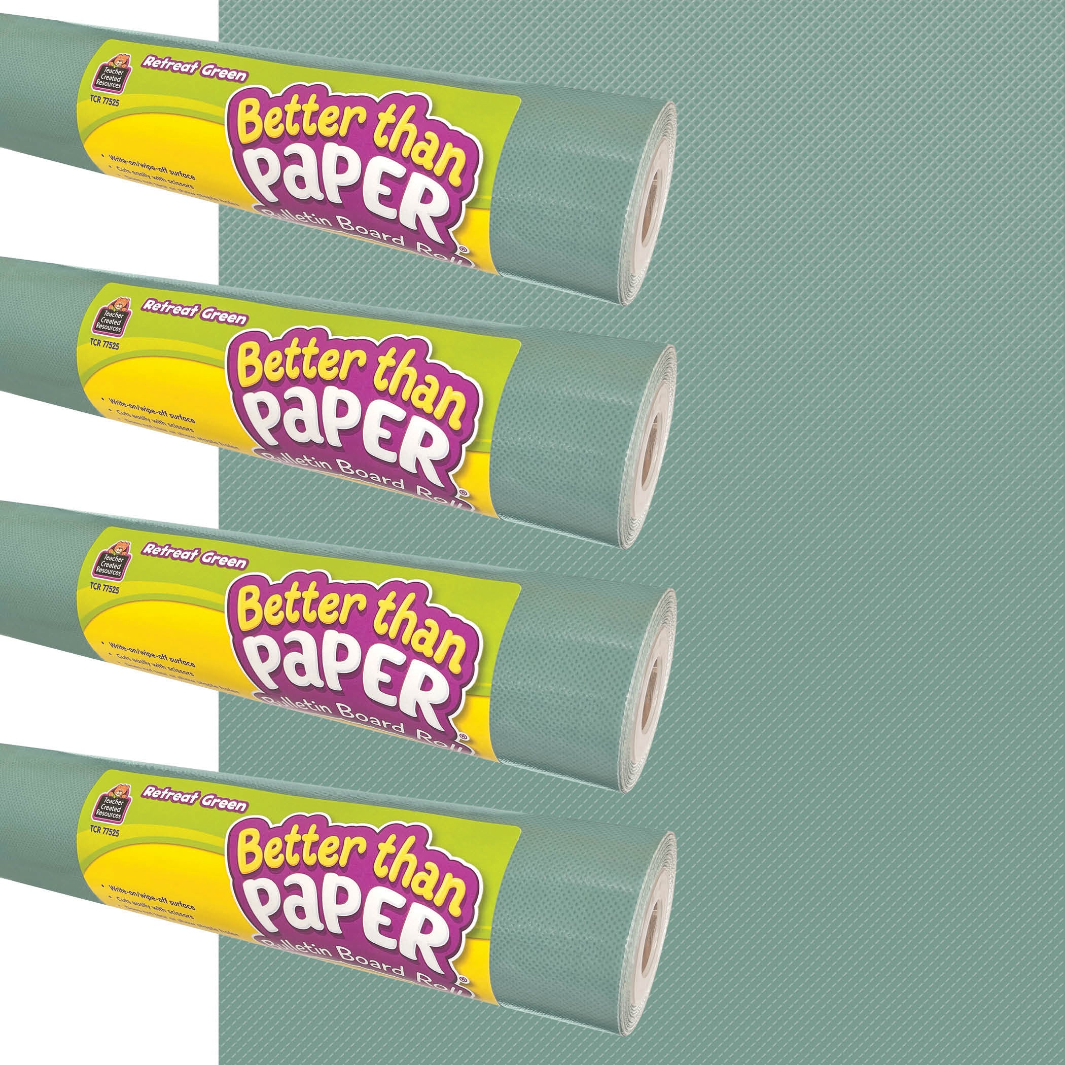 Better Than Paper® Bulletin Board Roll, 4' x 12', Retreat Green, 4-Pack