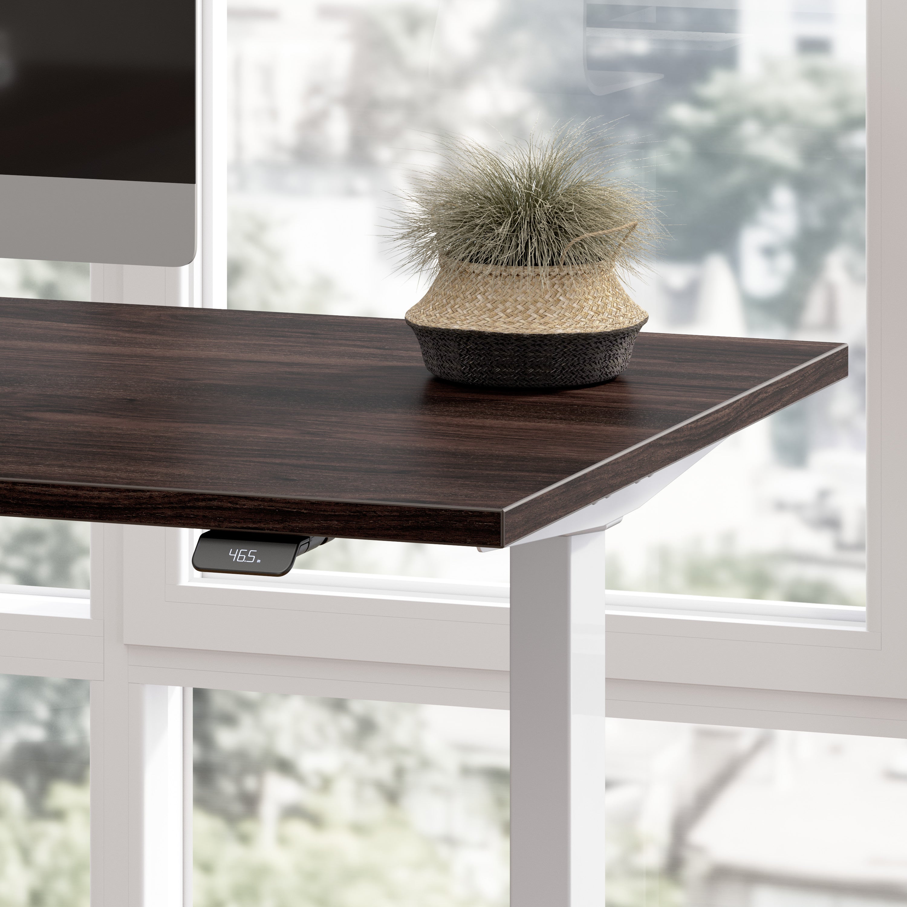 Bush Business Furniture Move 60 Series 72W x 30D Electric Height Adjustable Standing Desk in Black Walnut with Metallic Gray Base - 71.02" Width x 29.37" Depth x 47.69" Height