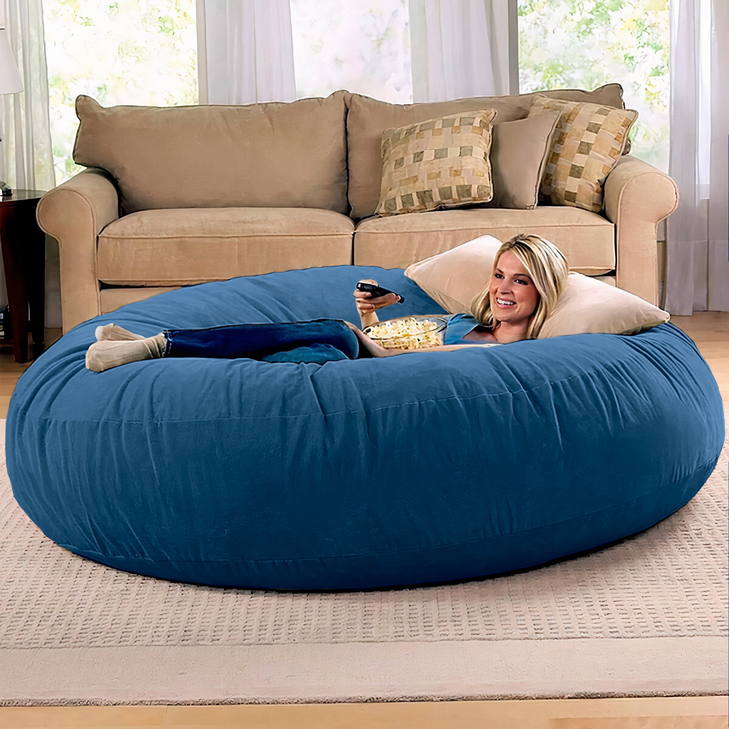 Jaxx 6 Foot Cocoon - 2-in-1 Convertible Bean Bag Bed & Large Bean Bag Chair for Adults,  Navy