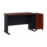 Bush Business Furniture Series A 48W Desk with Mobile File Cabinet in Hansen Cherry and Galaxy - 47.52" Width x 26.81" Depth x 29.66" Height