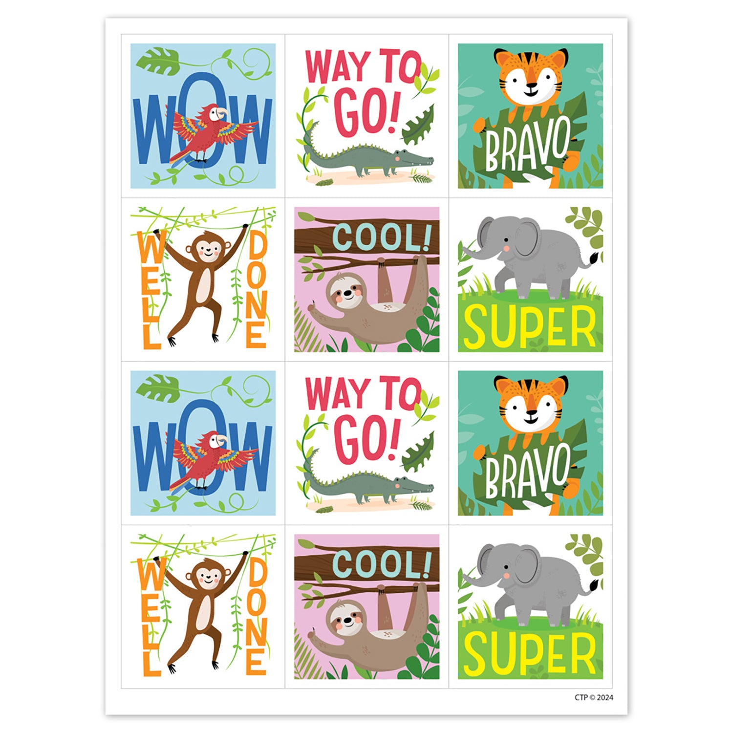 Jungle Friends Reward Stickers, Pack of 60
