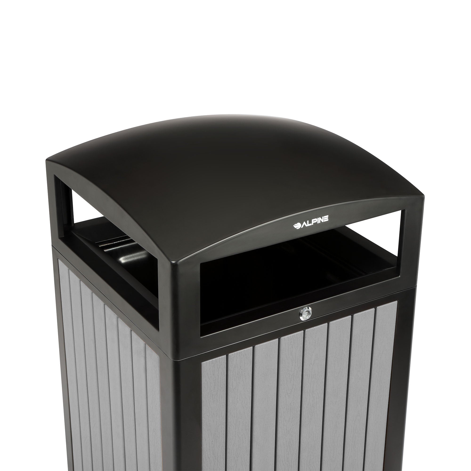 40-Gallon Outdoor Trash Container with Slatted Recycled Plastic Panels - Grey