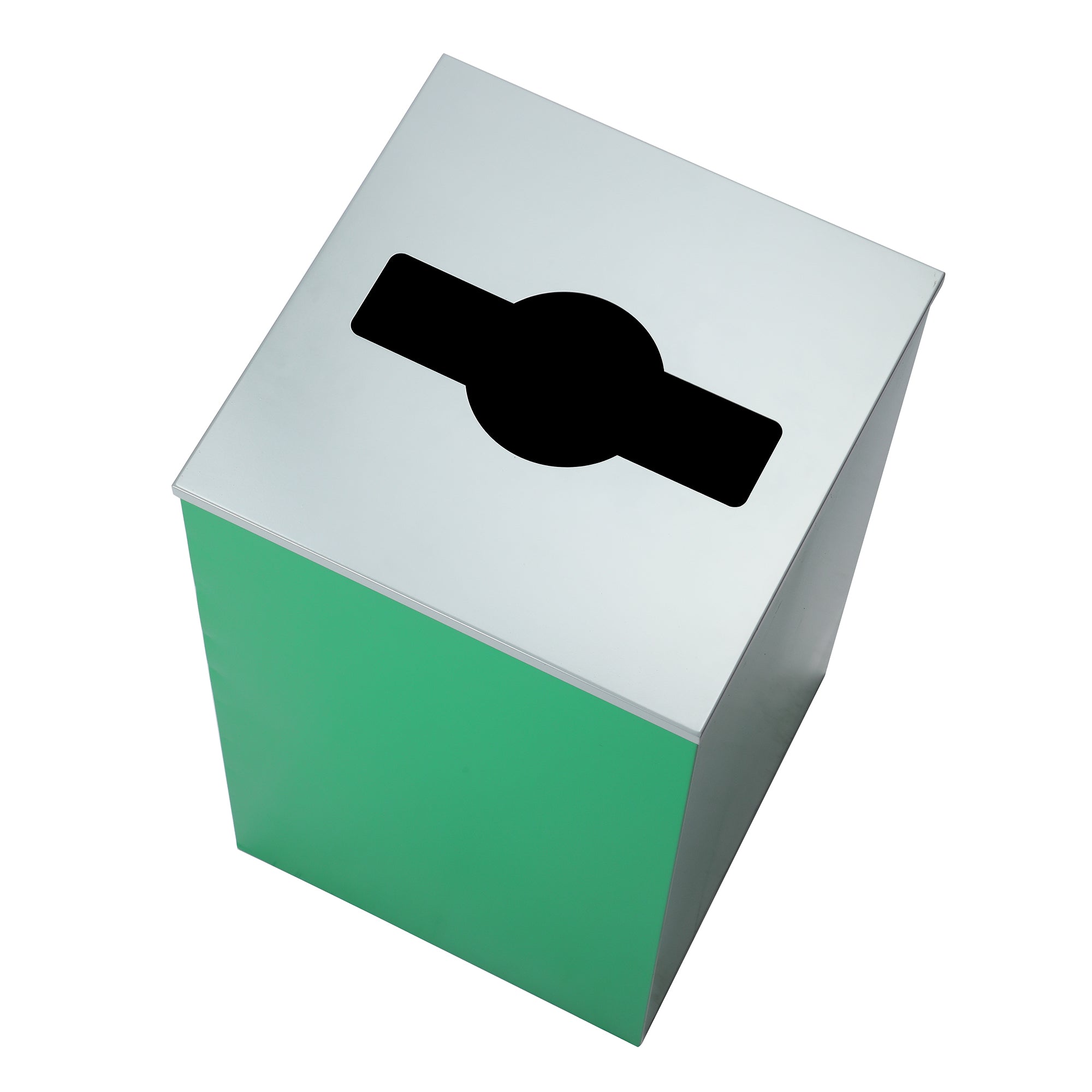 Square Recycling Gin – 29 Gallons - Green Can, Mixed Opening Lid