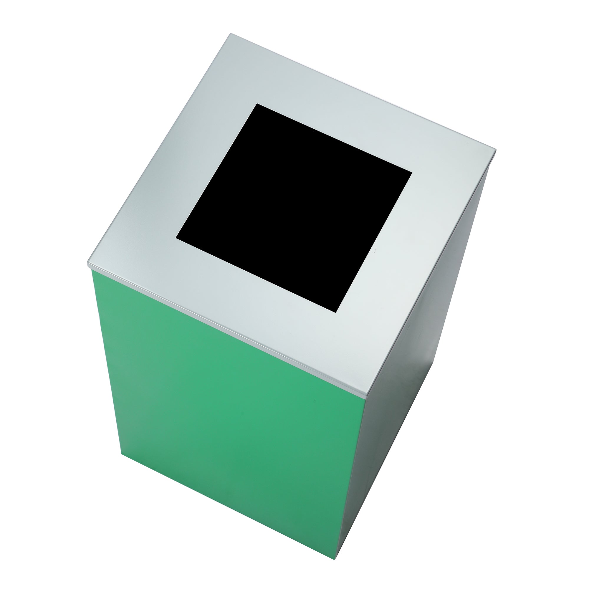 Square Recycling Gin – 29 Gallons - Green Can, Square Opening Lid