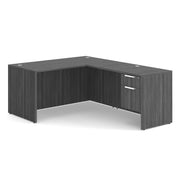 OfficeSource OS Laminate Collection Single 3/4 Pedestal ''L'' Desk - 71'' x 30'' - Coastal Gray
