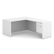 OfficeSource OS Laminate Collection Single 3/4 Pedestal "L" Desk - 60" x 30" - White
