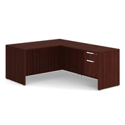 OfficeSource OS Laminate Collection Single 3/4 Pedestal "L" Desk - 60" x 30" - Mahogany