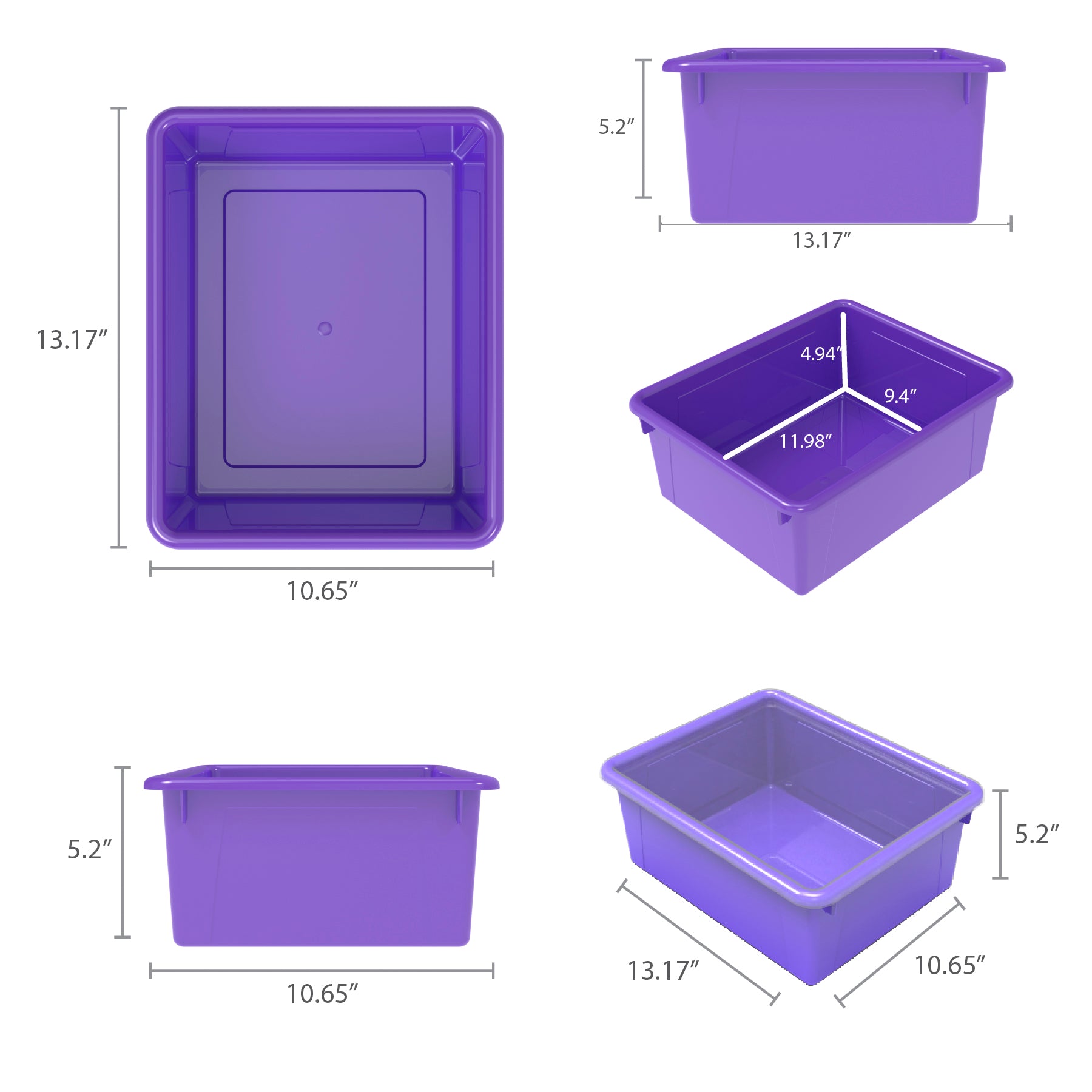 Deep Storage Tray, Purple