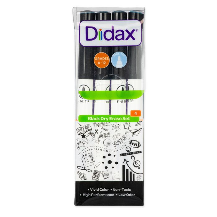 Dry Erase Marker, Blk, Set of 4