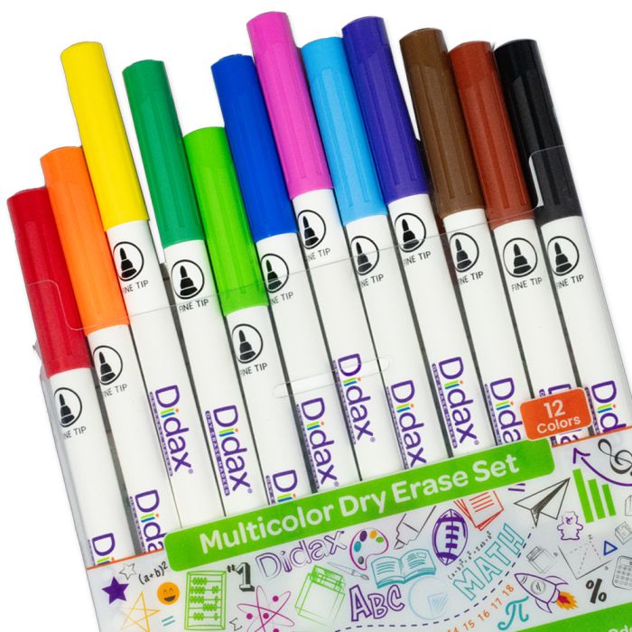 Dry Erase Marker, Multi-color, Set of 12