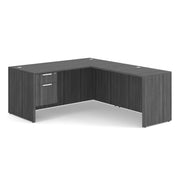 OfficeSource OS Laminate Collection Single 3/4 Pedestal "L" Desk - 66" x 30" - Coastal Gray